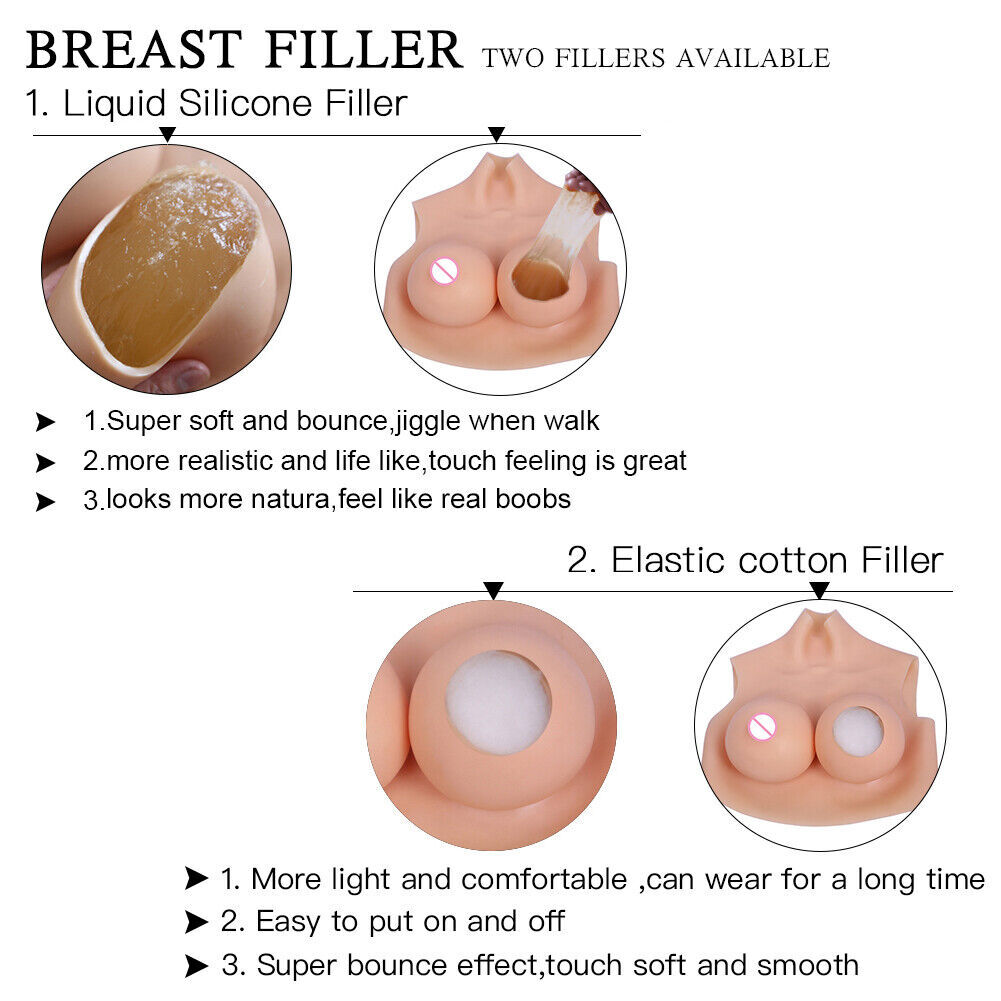 Silicone Breast Plate Forms Crossdresser Drag Queen Fake Breast Enhancer B-H Cup
