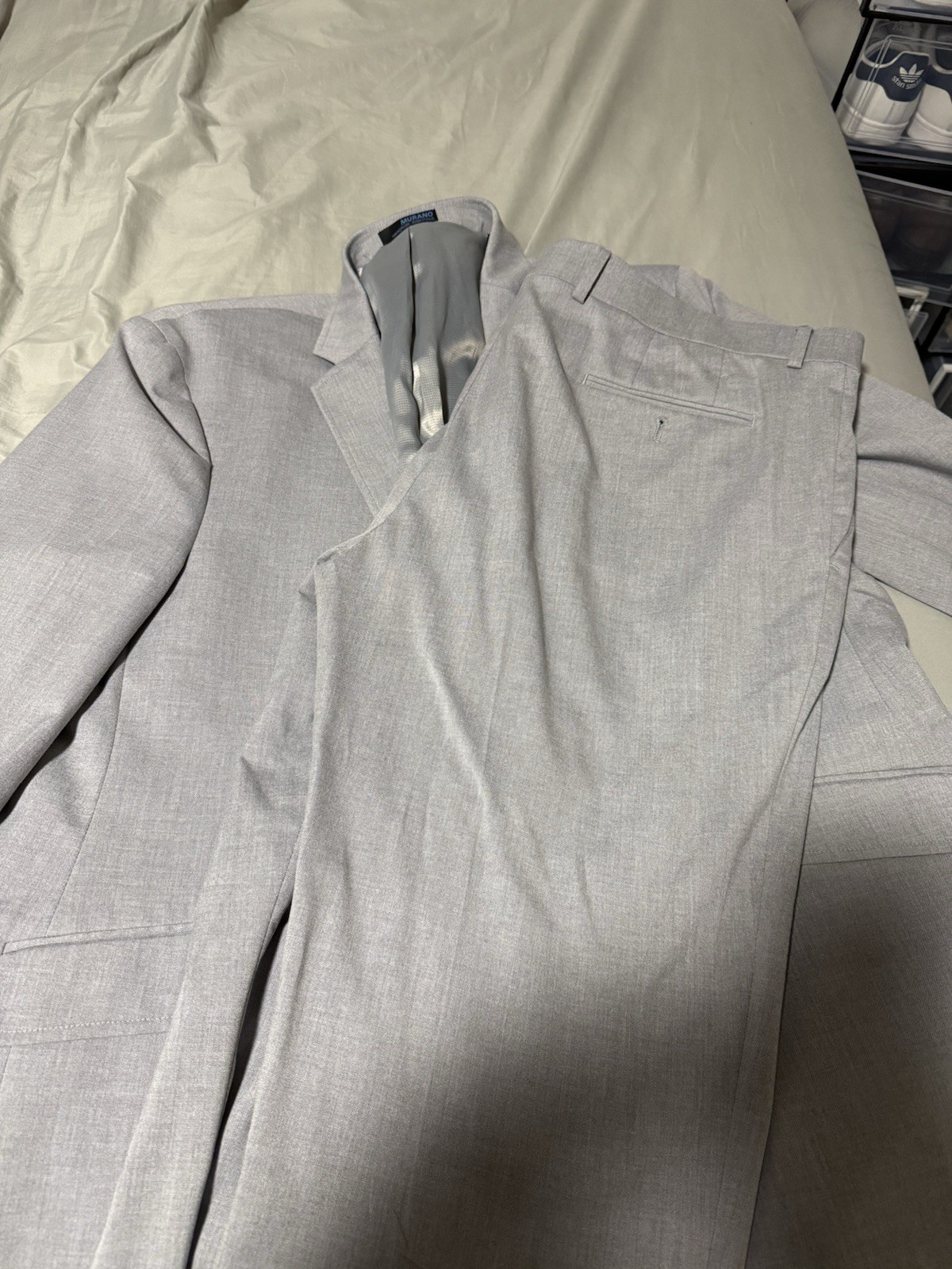 Murano Suit 2pc Men Blazer XXL 48R Pant 38×30 Gray Slim Fit Stretch Jacket Pants