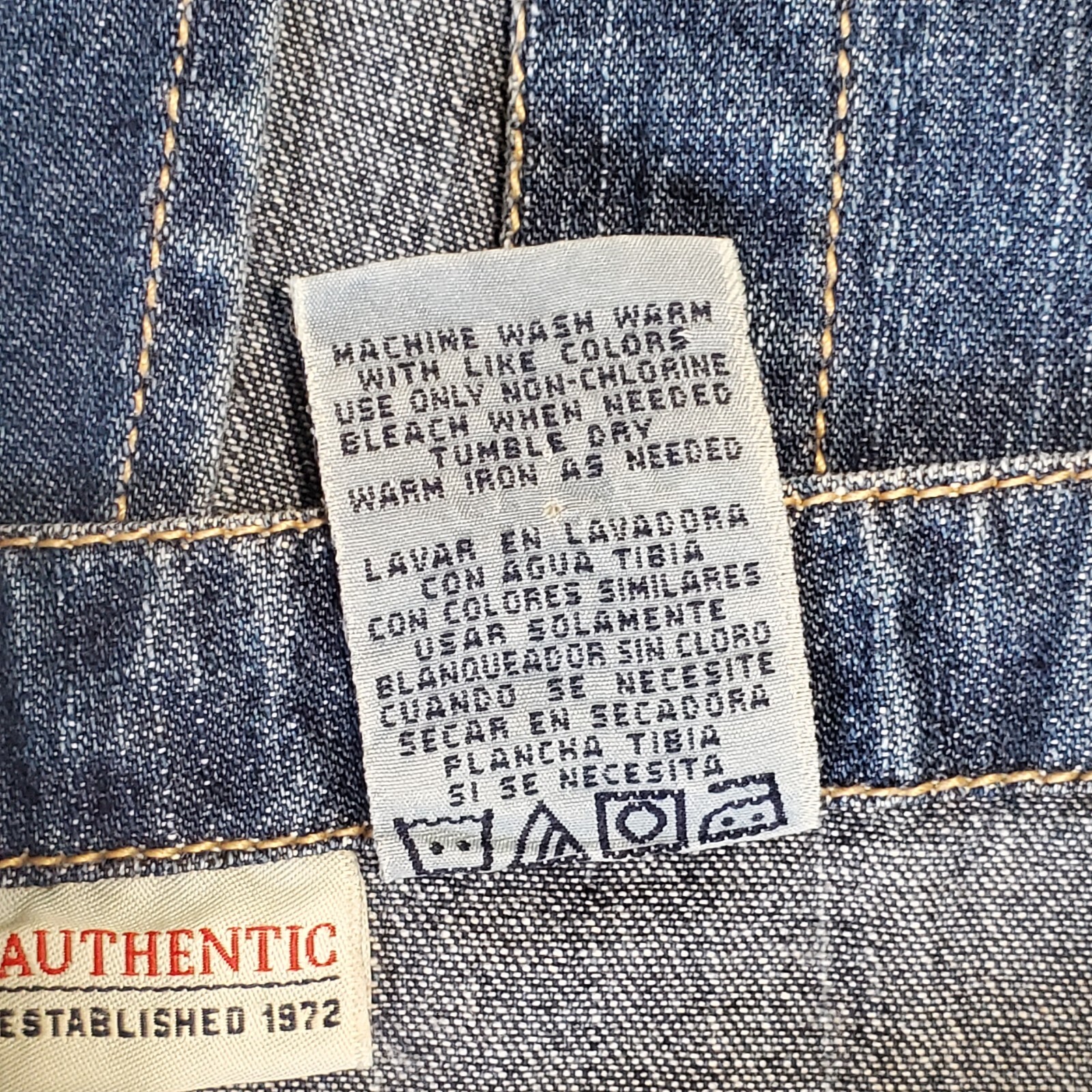Vintage Overall Dress Sz Large Denim Blue Jean Faded Glory Modest 3 Pocket