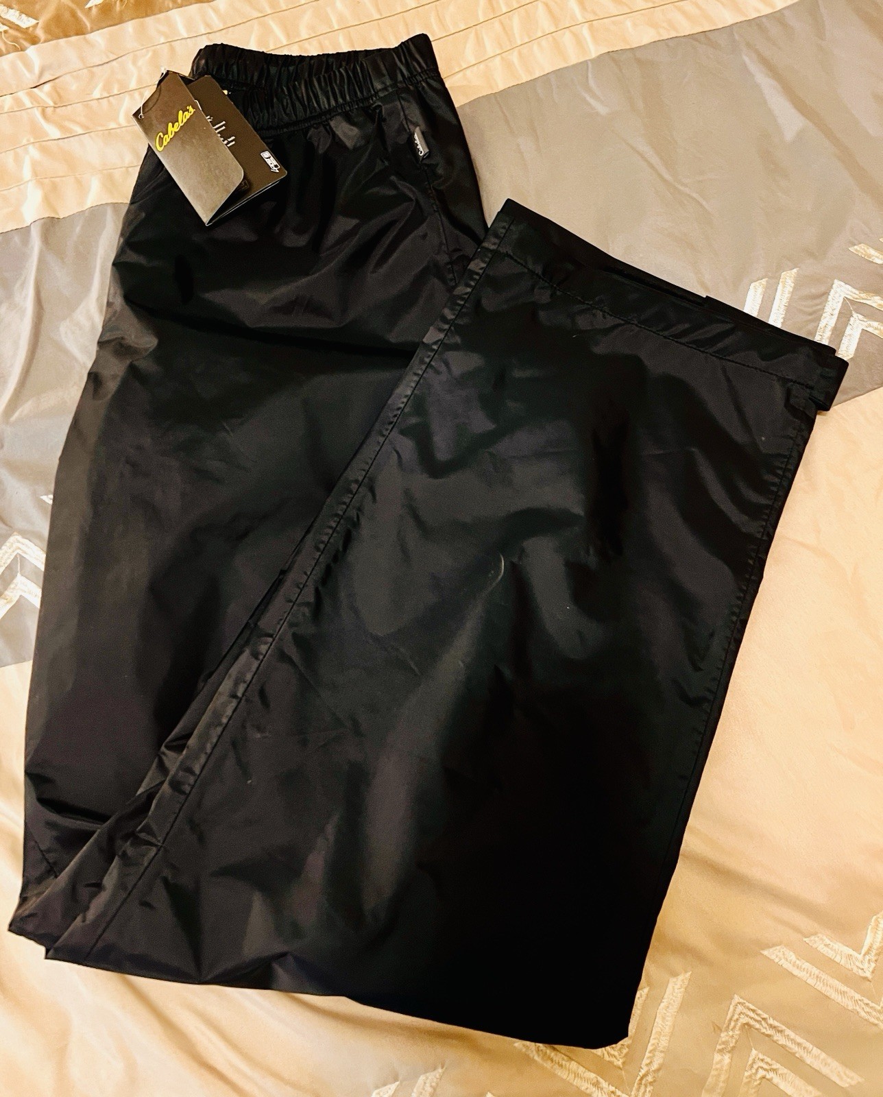 NWT Cabela’s 4 Most Black Nylon Poly Lined Pants Men’s Med Outdoor Adjust Ankle