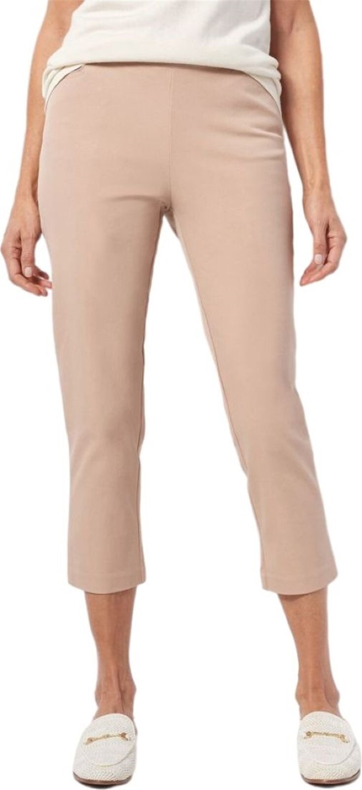 Isaac Mizrahi Tall 24/7 Stretch Crop Pants Pockets Cappuccino 14 NWOT (690)