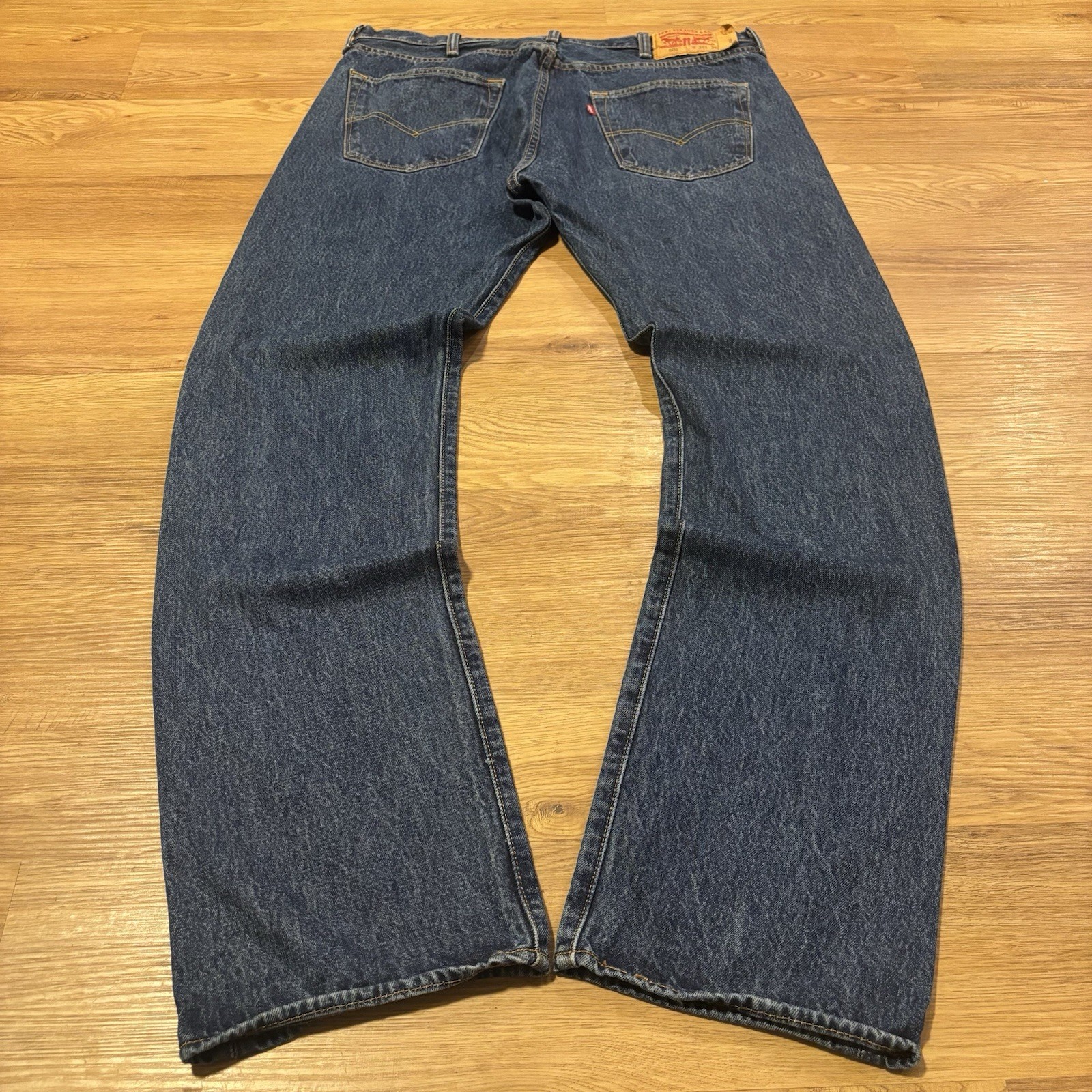 Levis 501 Jeans Men 38×36 Original Fit Blue Dark Stonewash Denim Button Fly 0194