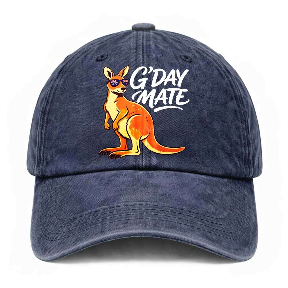 Unisex G’day Mate Australian Dad Hat Funny Kangaroo Vintage Washed Baseball Cap