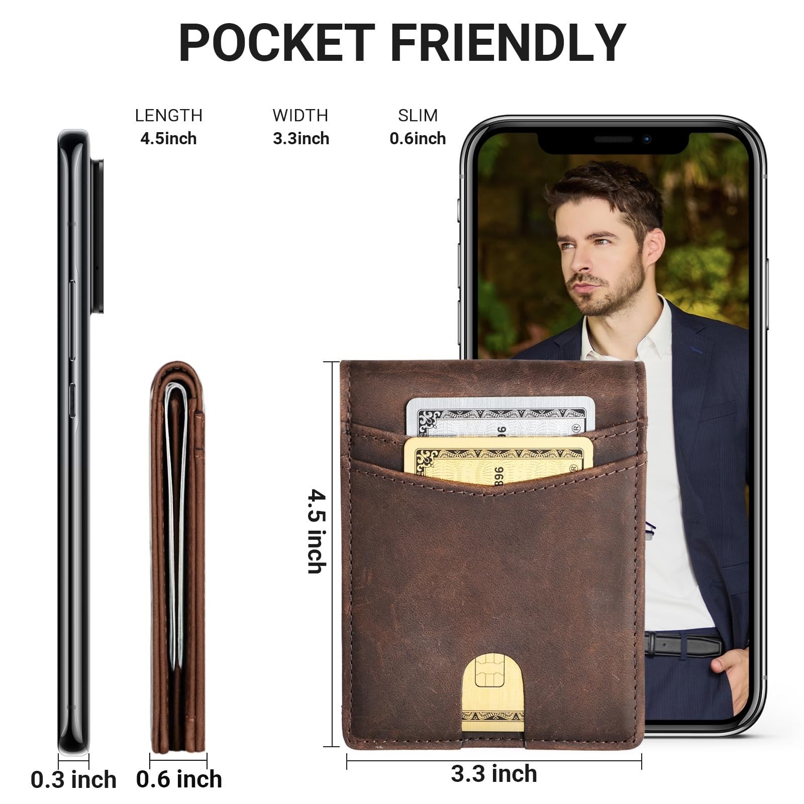 VATAN Slim Bifold RFID Blocking Leather Wallet for Men – 15 Card Holder