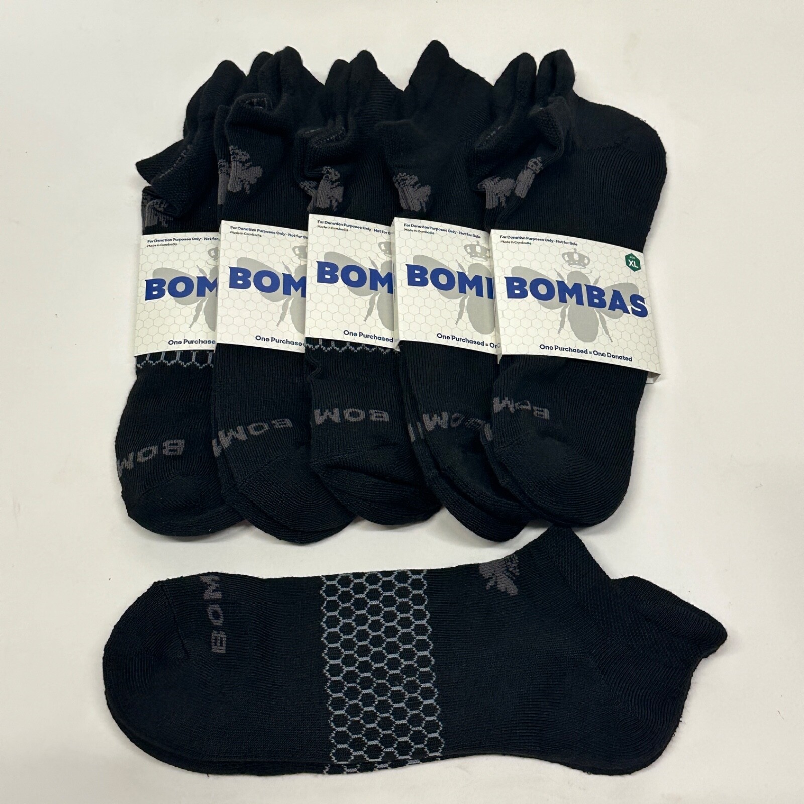 Bombas Socks Mens Ankle Size XL (Men’s 13.5-16) Black 6 Pair NEW