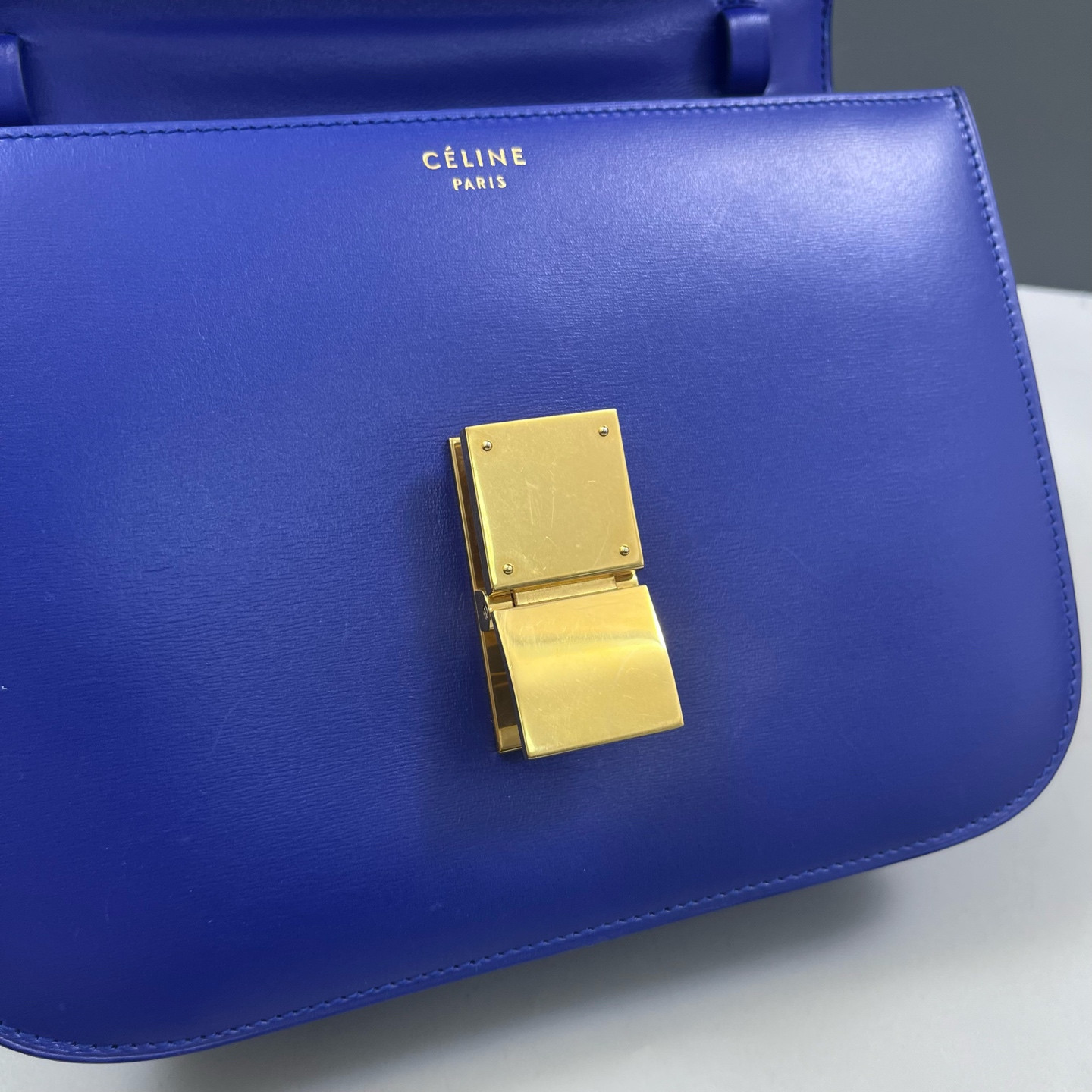 Authentic Celine Classic Box Calfskin Shoulder Bag Blue Gold-Tone eBay AG