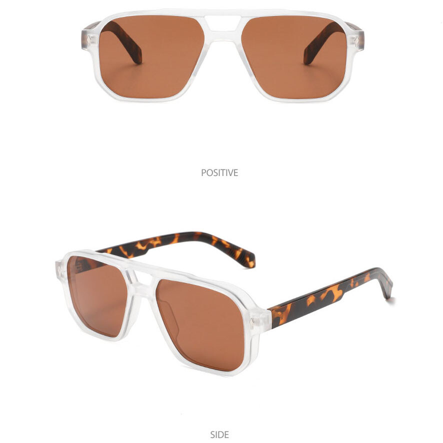 Classic Square Double Bridge Pilot Sunglasses Men Retro Outdoor Shade Glasses