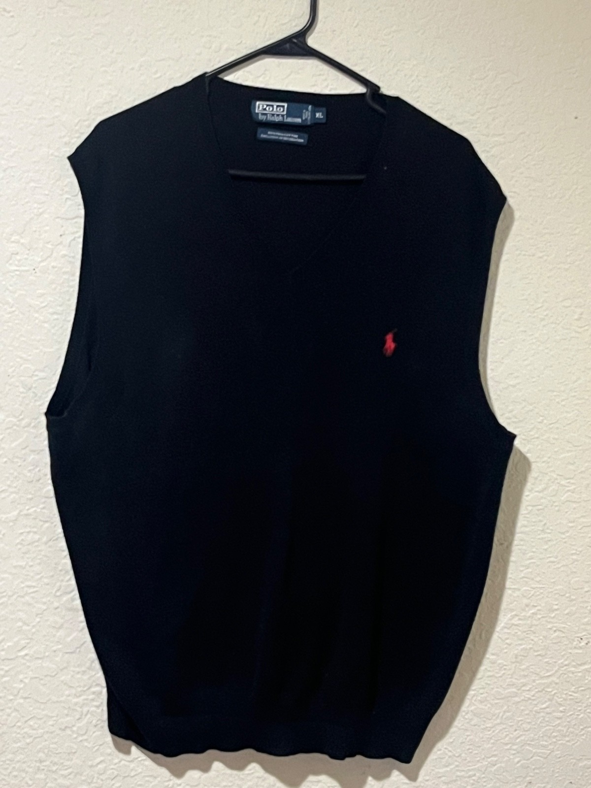 🔥polo ralph lauren vest men black with red horse xlarge