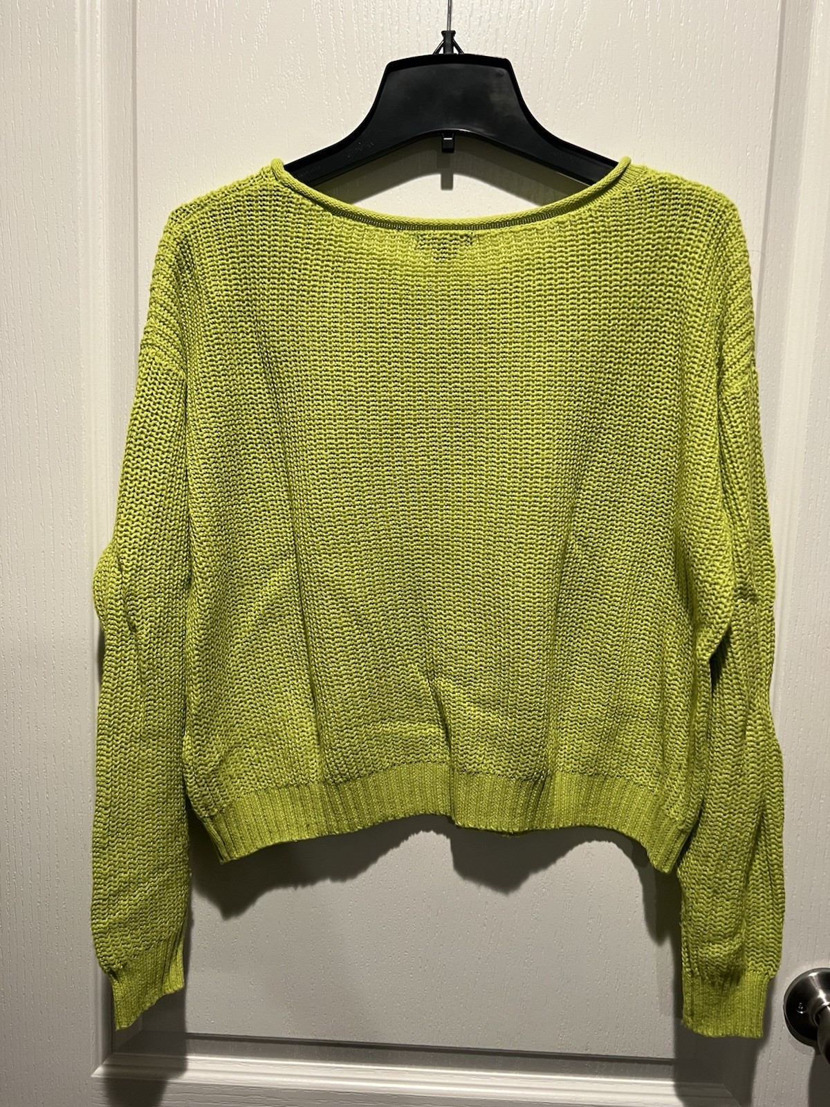 Ambiance Green Solid Knit Crew Neck Long Sleeve Pullover Sweater Juniors M