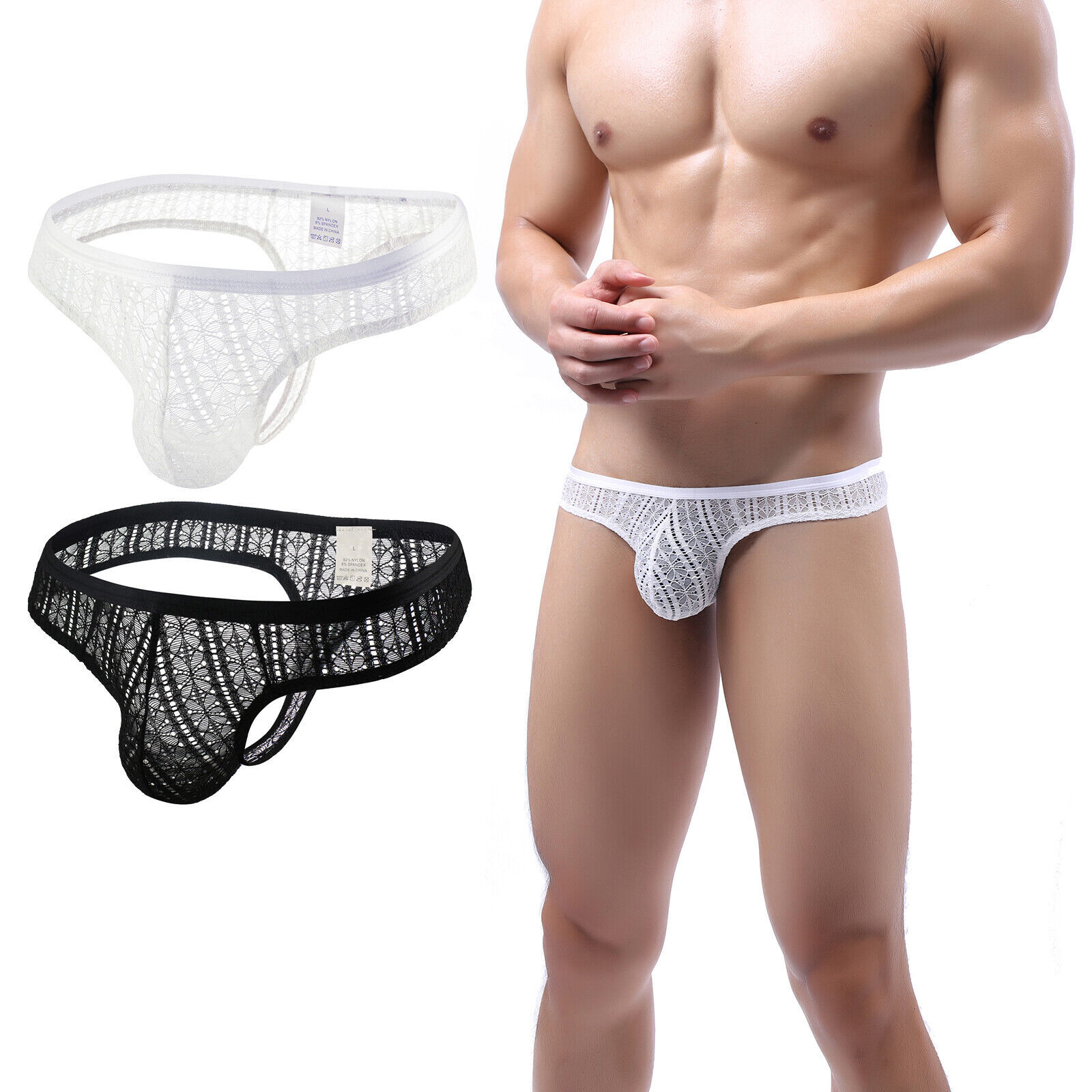 Mens Lace G-string Sexy Sissy Thongs Bikini Briefs Shorts Lingerie Underwear US