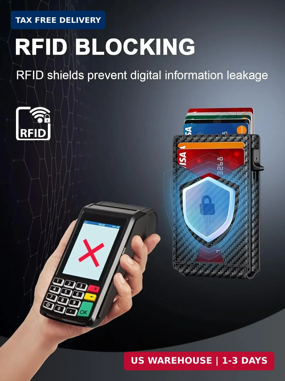 Wallet for Men, Slim Minimalist Wallet with Money Clip & ID Window, RFID Blockin