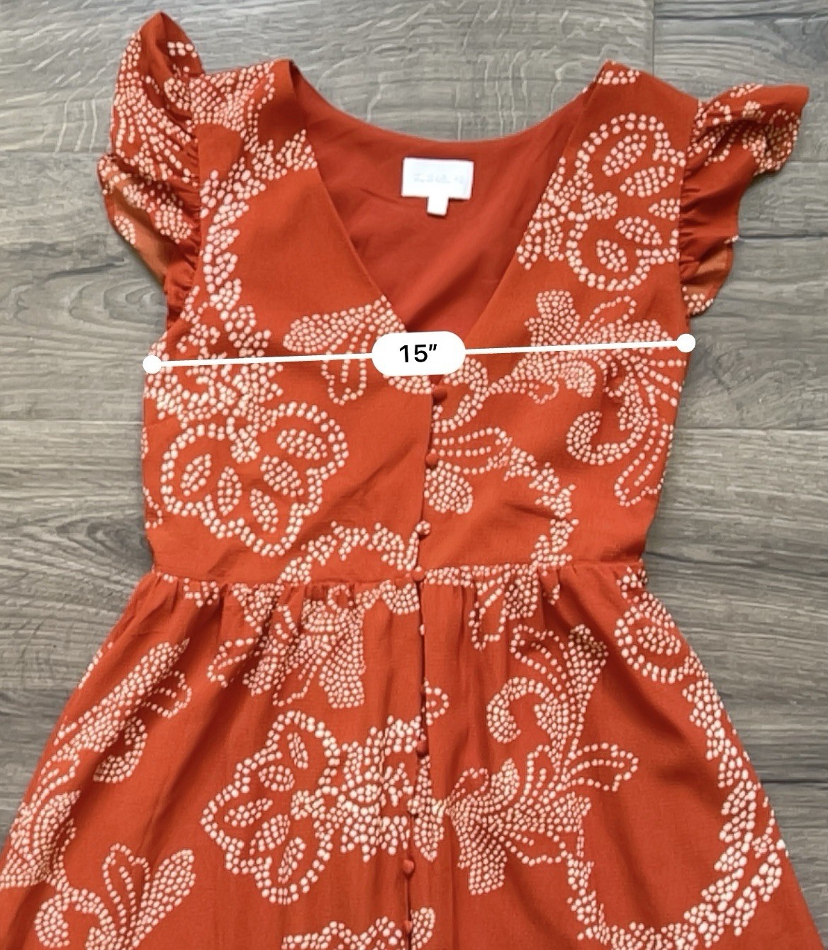 SugarLips Women’s Orange White Floral V-Neck Flutter Sleeve Smocked Maxi M