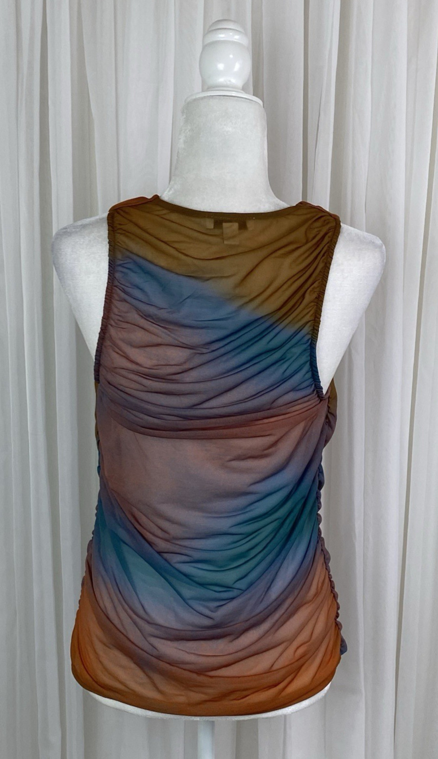 Topshop Women’s Sz Medium Sunset Ombré Ruched Side Mesh Tank Sleeveless Top