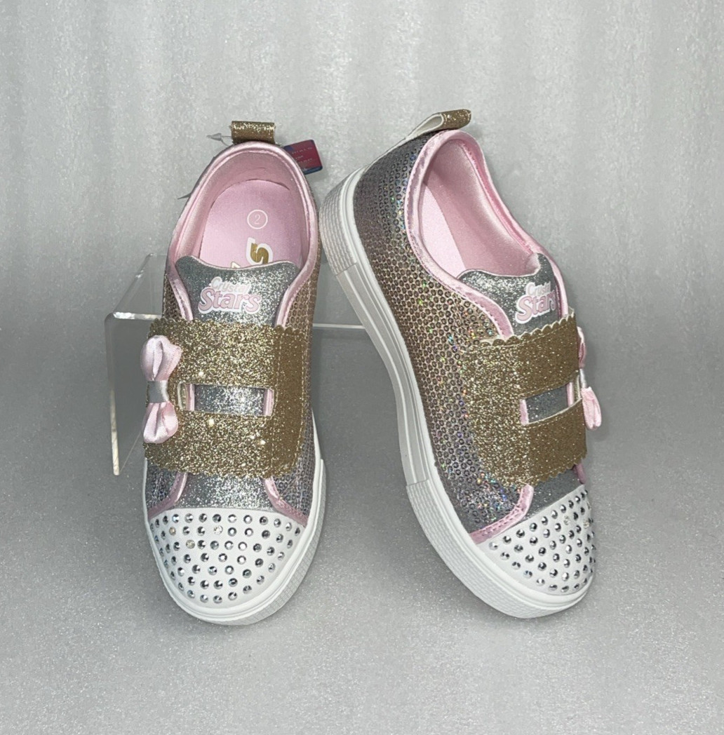 S Sport By Skechers Lexie Sneakers Light Up Adjustable Straps Girls Size 2 NEW