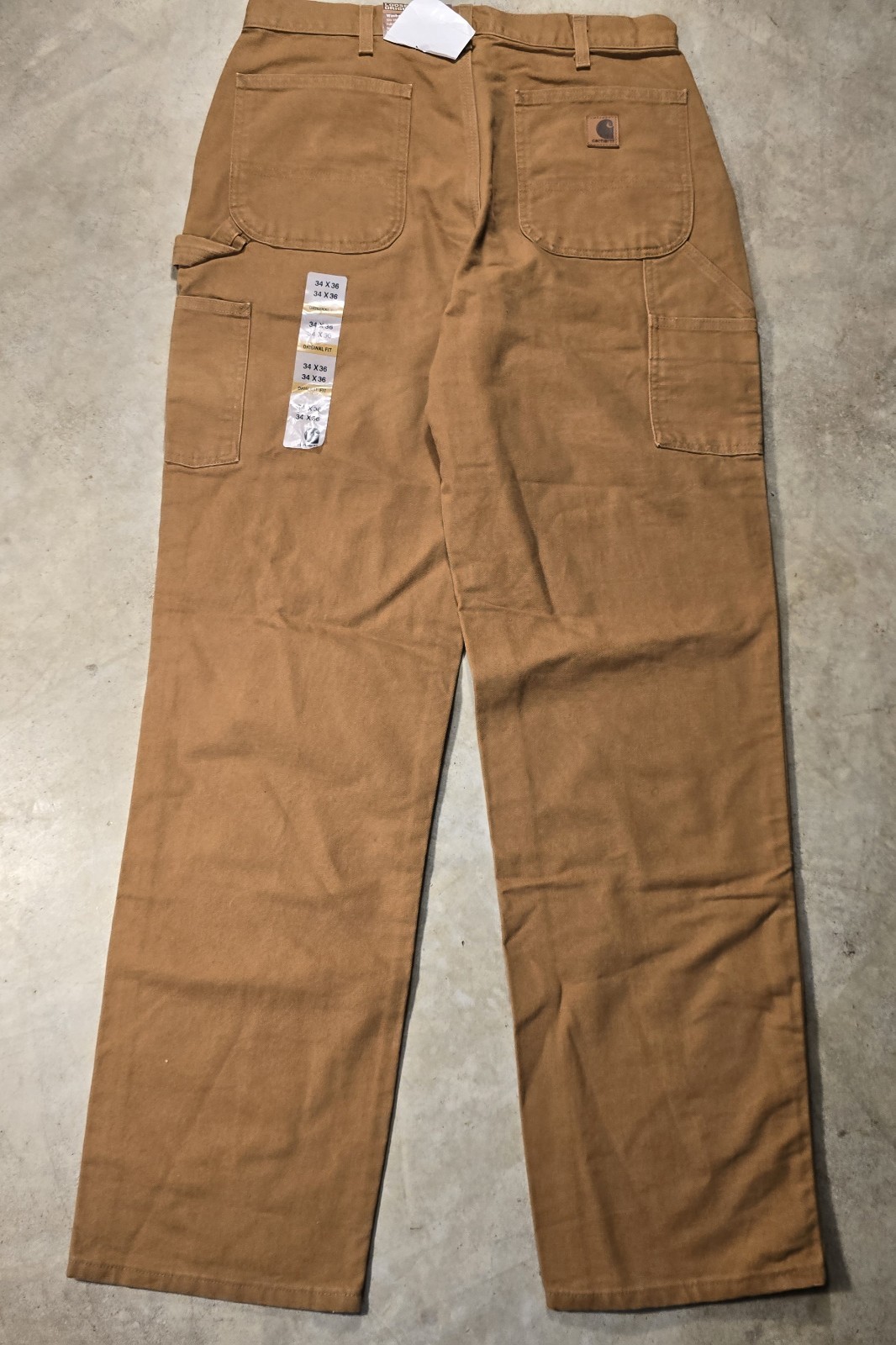 Carhartt Pants Mens 34×36 Original Fit Tan Washed Duck Work Dungaree NWT