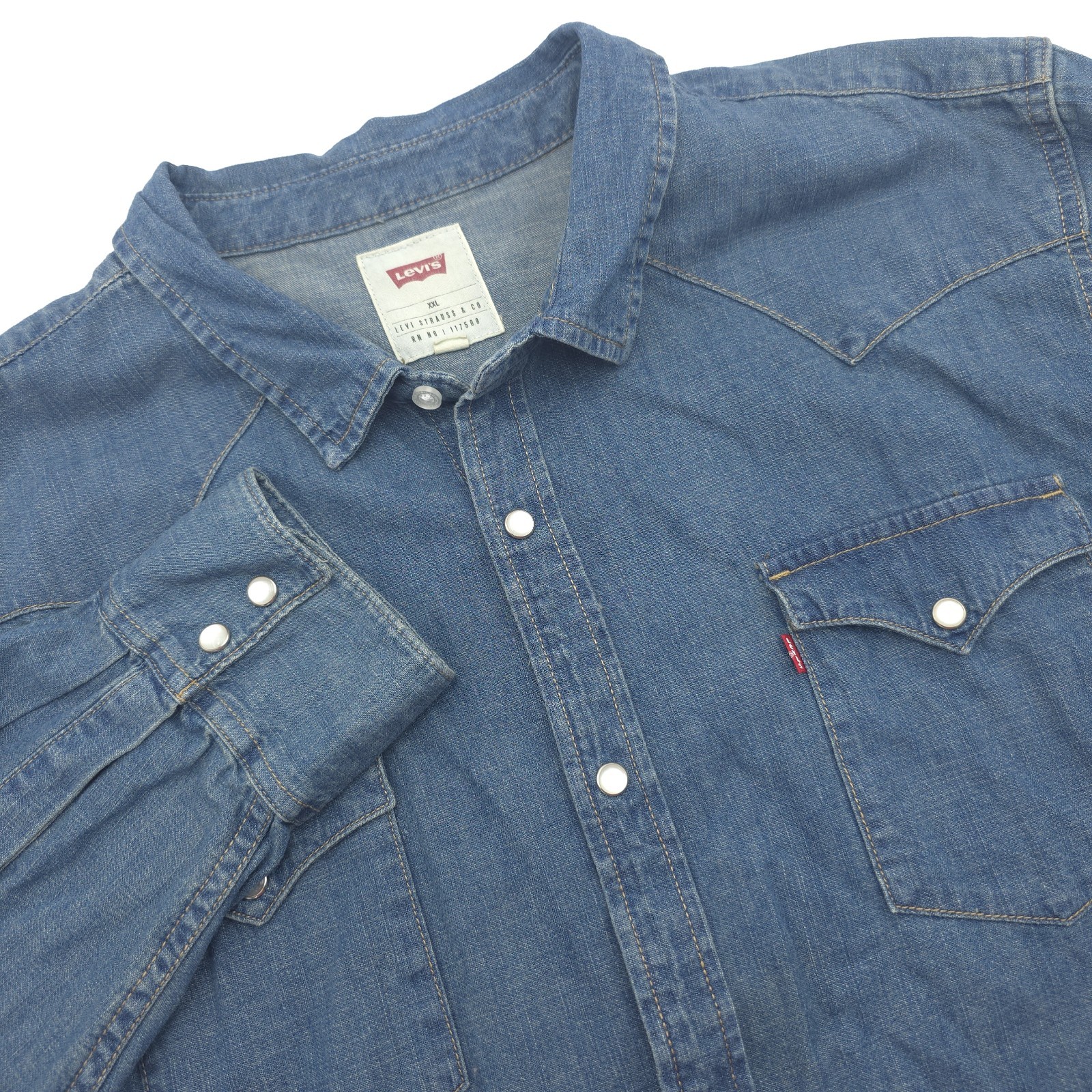 Levi’s Barstow Western Denim Shirt Men’s XXL Blue Snap Long Sleeve 3LYLW2262