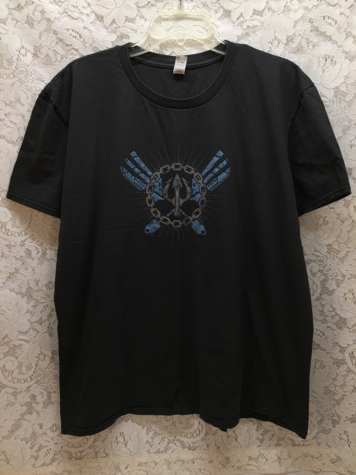 RWBY Neptune Symbol Rooster Teeth Men’s Graphic Black T-shirt XL Short Sleeve