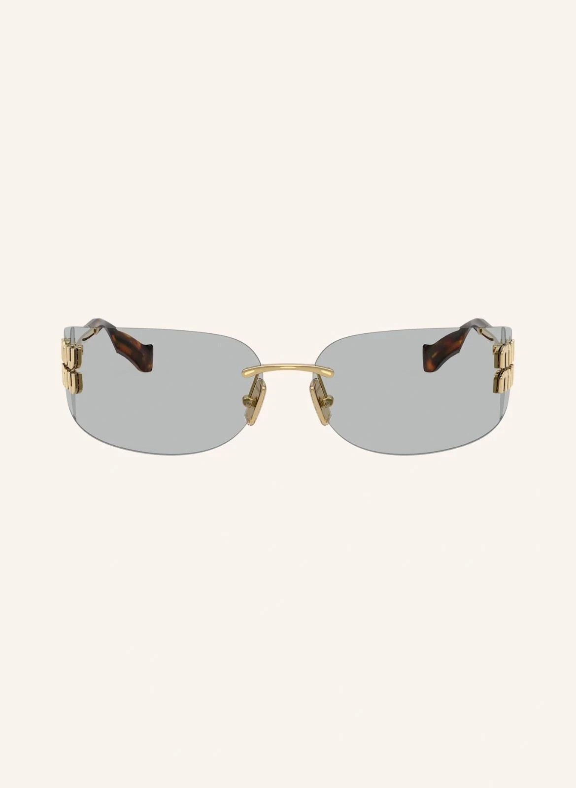 Miu Miu MU A51S Pale Gold Grey Women Wrap Sunglasses
