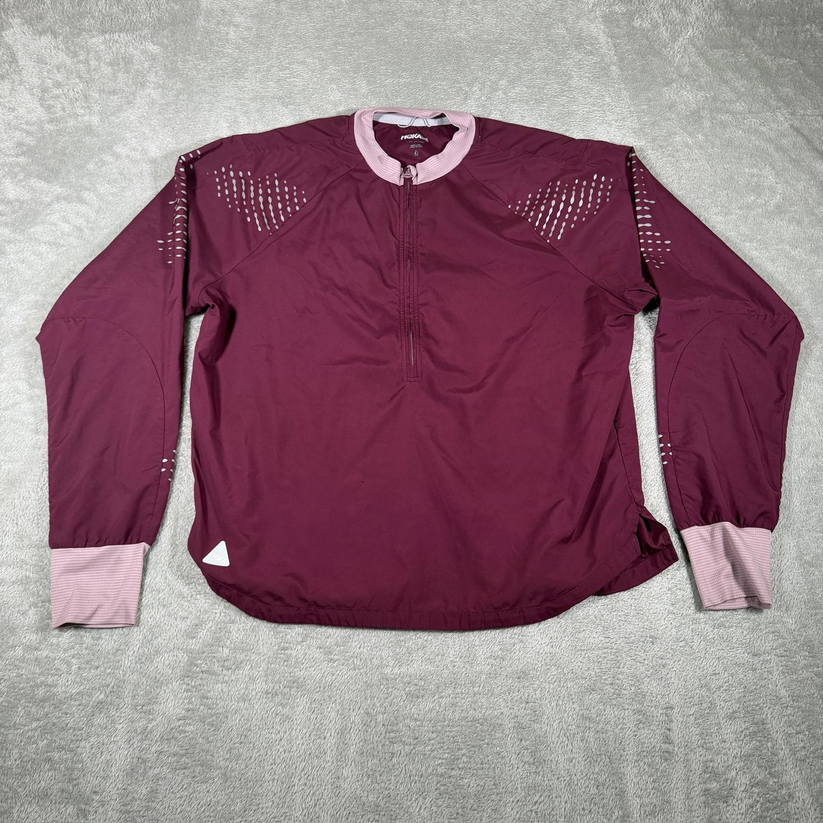 Hoka One Wind Shell Jacket Womens Medium Purple 1/2 Zip Lightweight Reflective