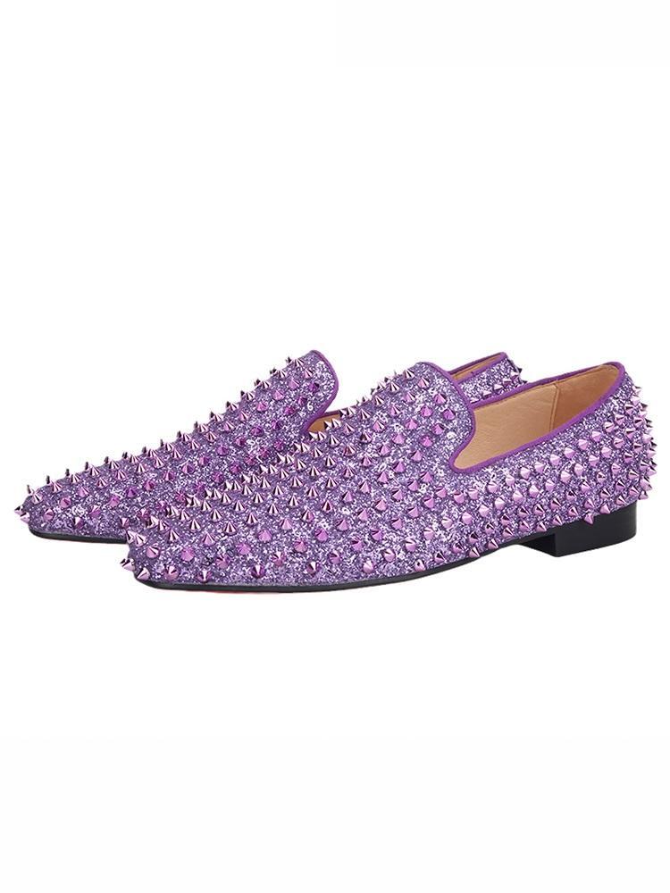 Runway Loafers Men’s Rivets Wedding Slip On Loafer Spikes Dress Shoes Nightclub