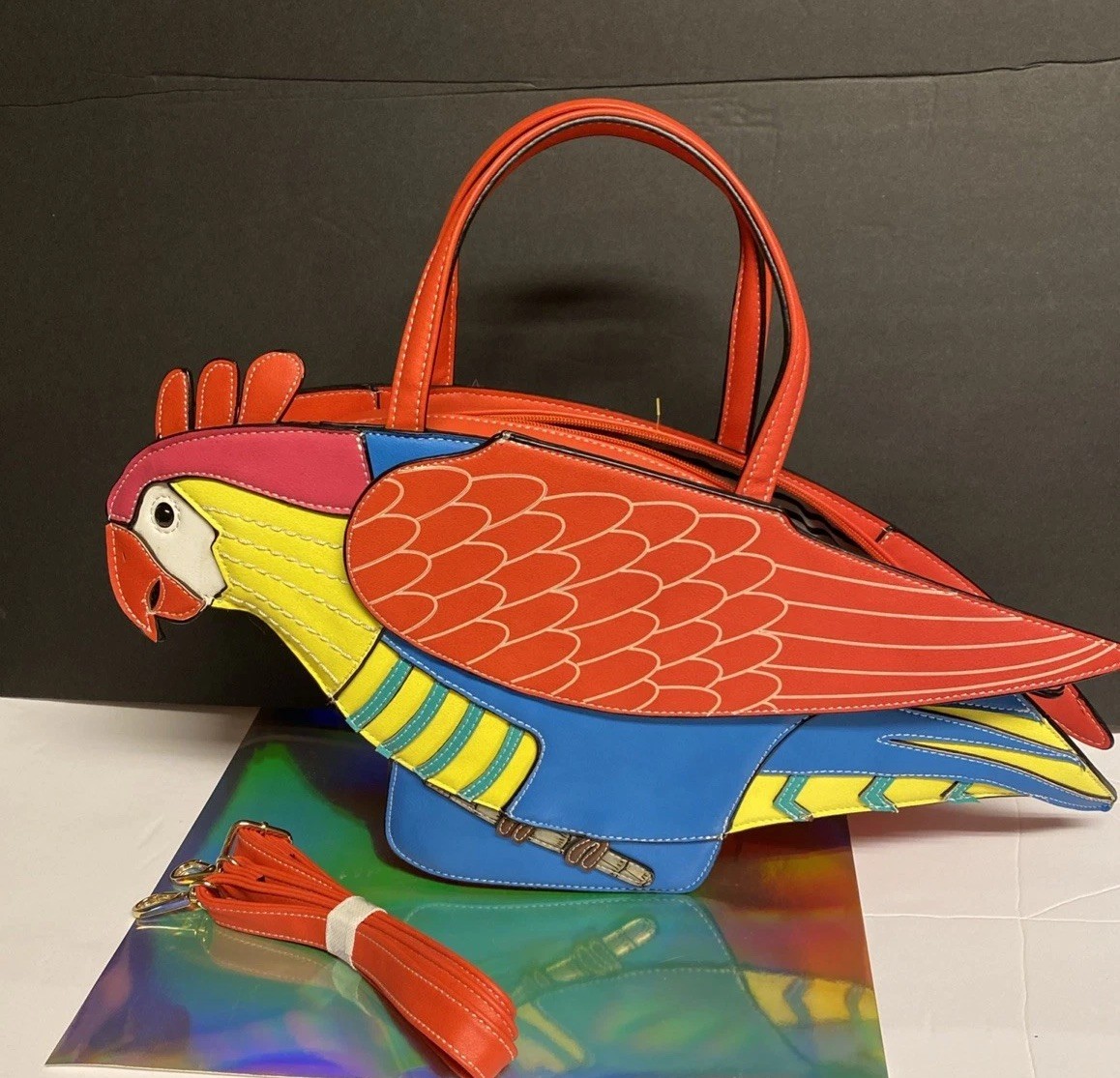 Parakeet Shaped handbag 20 Inches Long New Unused Eye Catching Statement Piece
