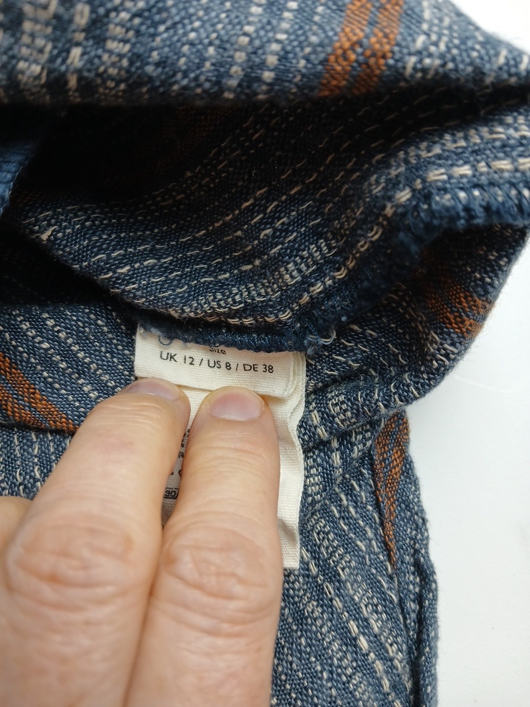 POETRY Shirt Size 8 Womens Hemp Organic Cotton Blend Blue Striped Button Down