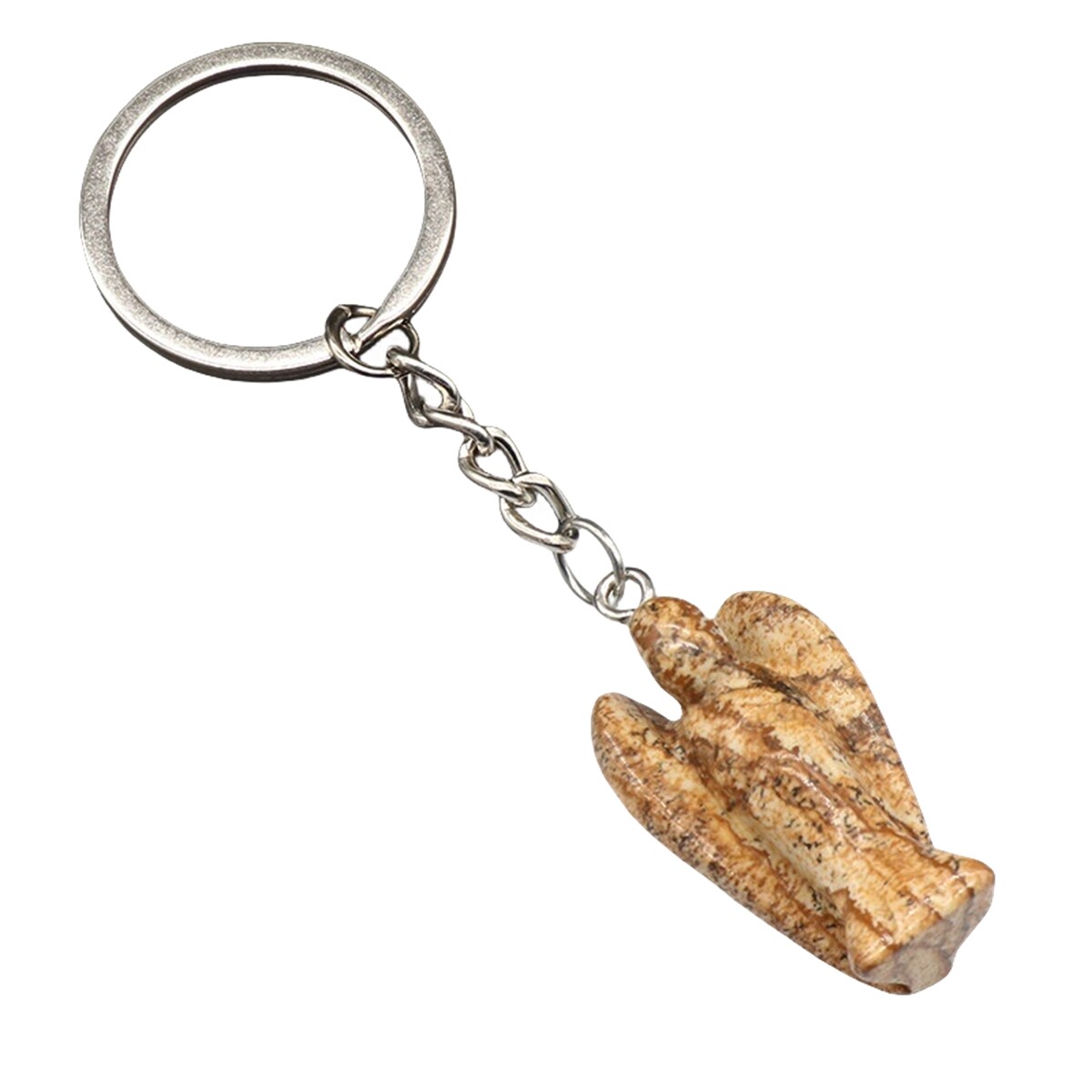 Natural Crystal Angel Keychain Healing Energy Pendant for Women Men