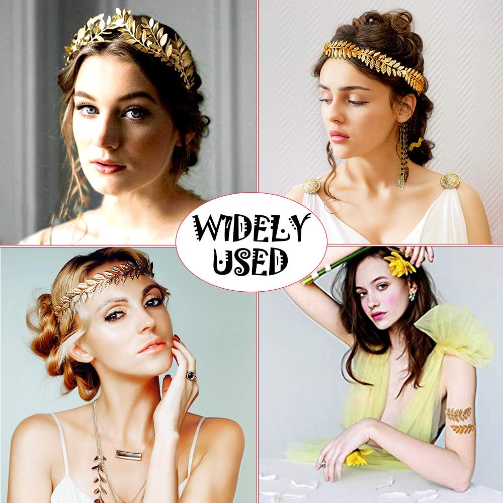 7pcs Goddess Leaf Headband, Greek Bridal Medium (7 Count), Golden