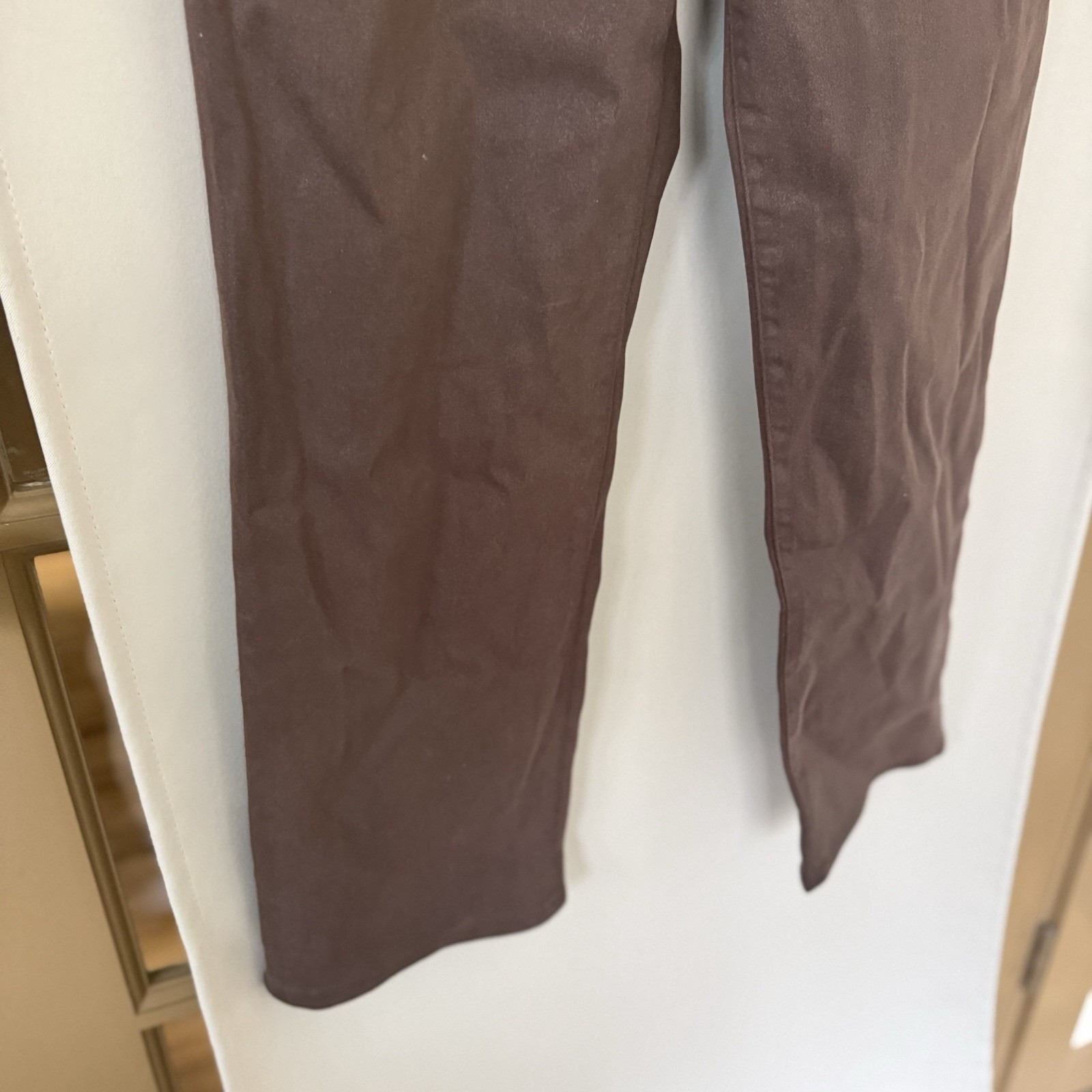 Hudson Womens 28 Brown Noa High Rise Straight Crop Coated Pants Bottoms
