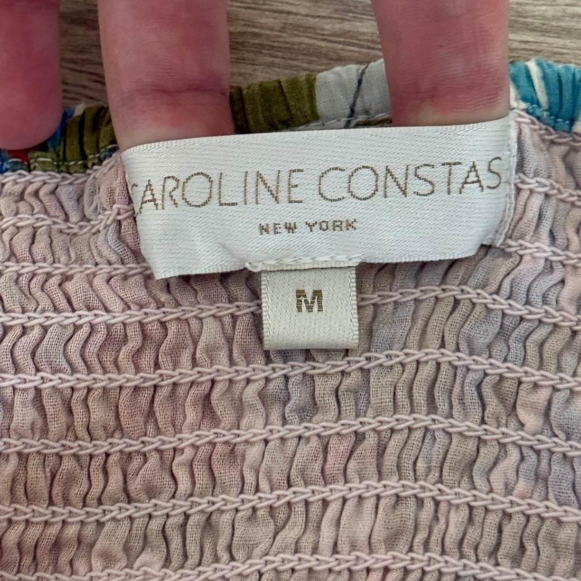 Caroline Constas Women Midi Dress M Multicolor Tropical Cotton Smock Boho Resort