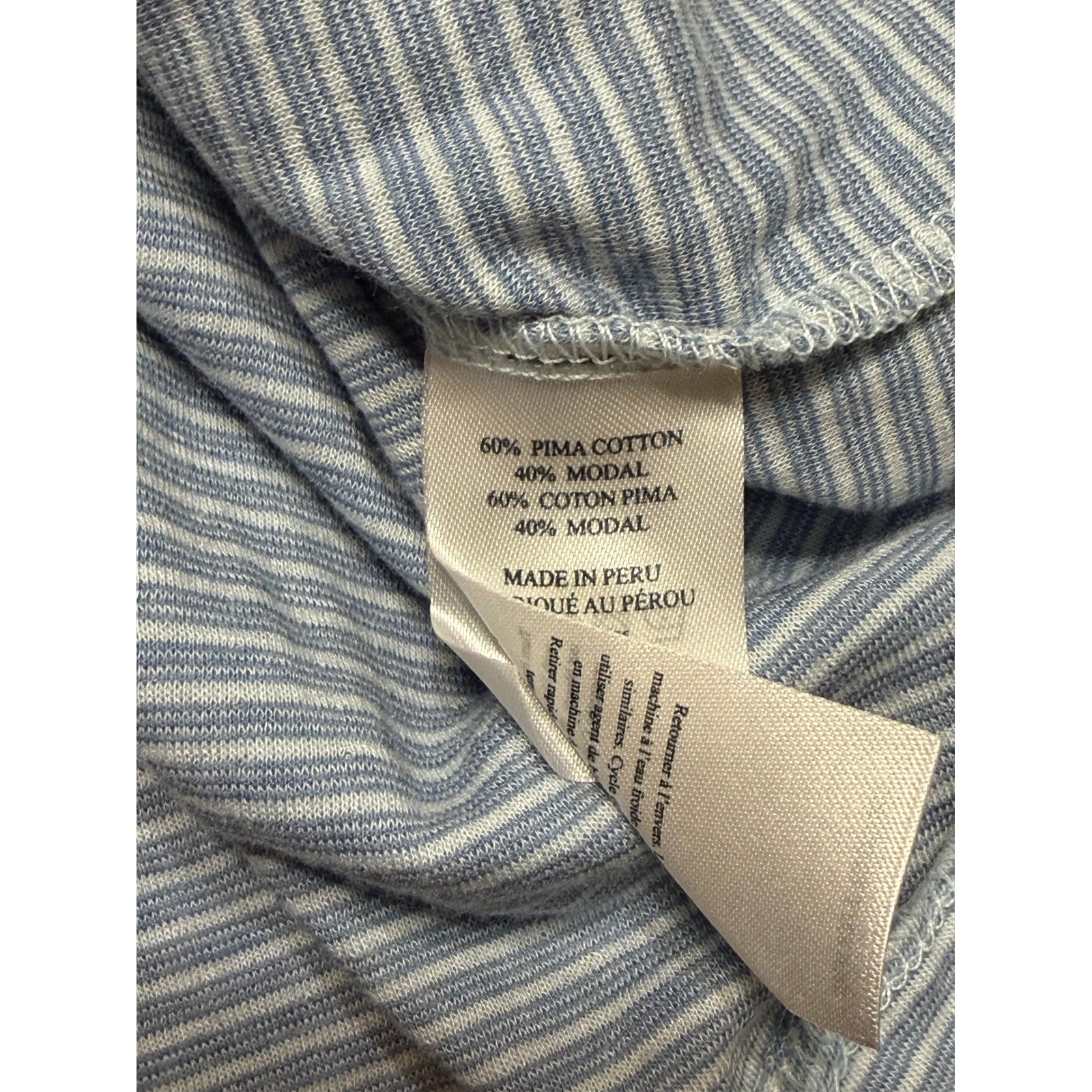 Faherty Cloud Cotton Stripe SS Soft Polo Dune Blue Mens Sz Large NWT