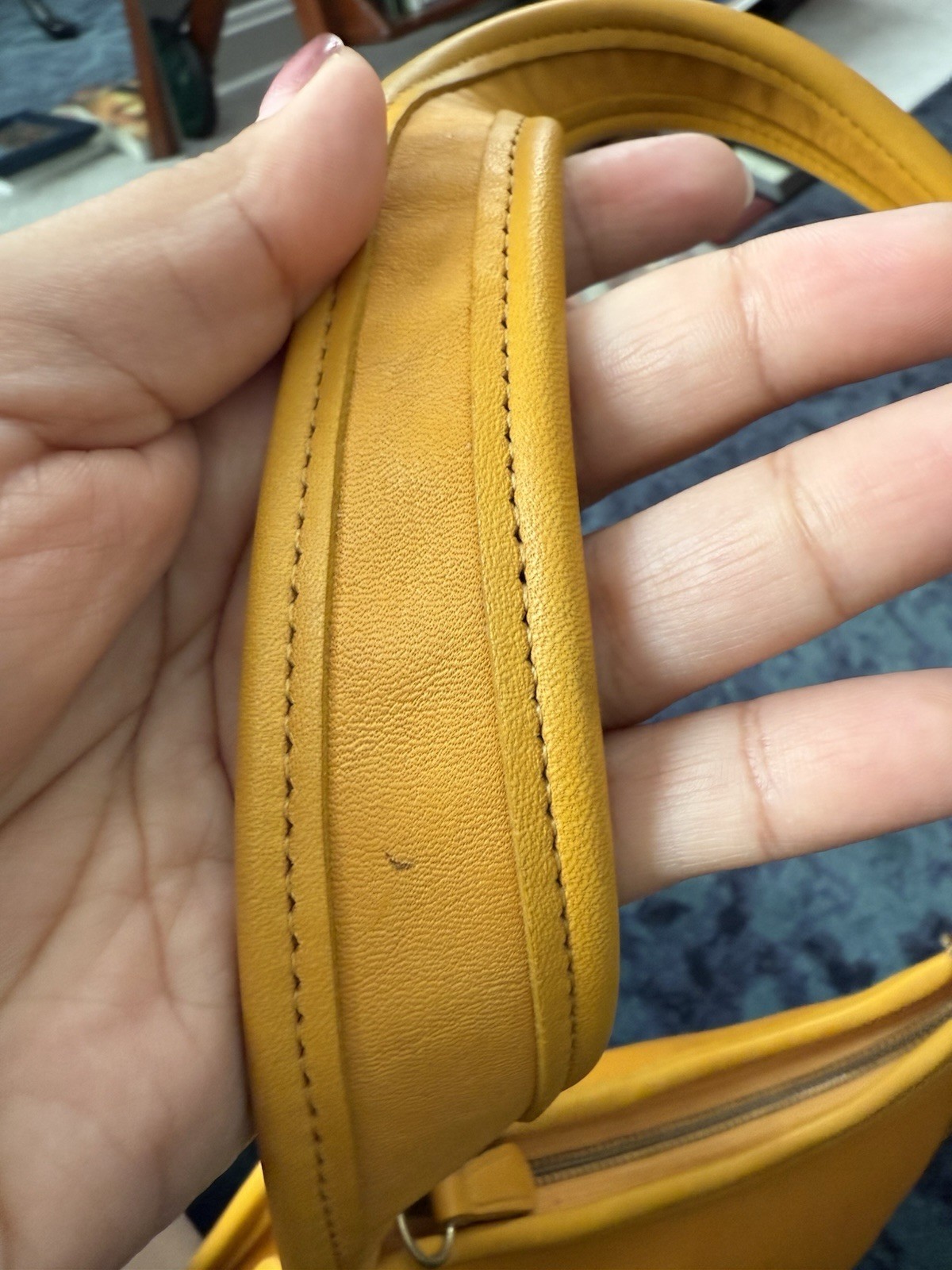 Vintage COACH #9020 Yellow Ergo Mini Zip” Shoulder Bag – 90’s Full-Grain Leather
