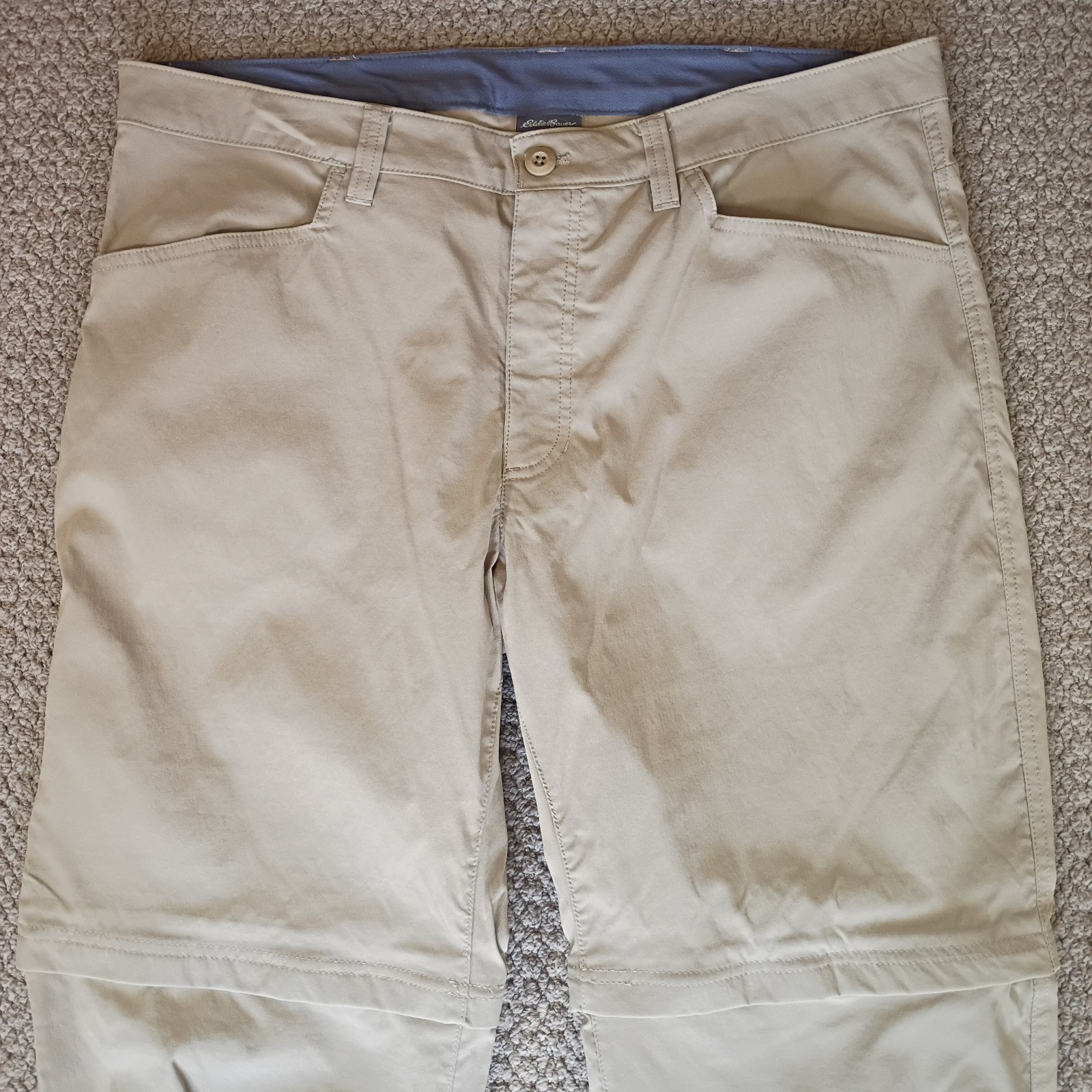 Eddie Bauer Men’s Beige Pants Size 38 X 32 Hiking and Convertible Zip-Off Legs