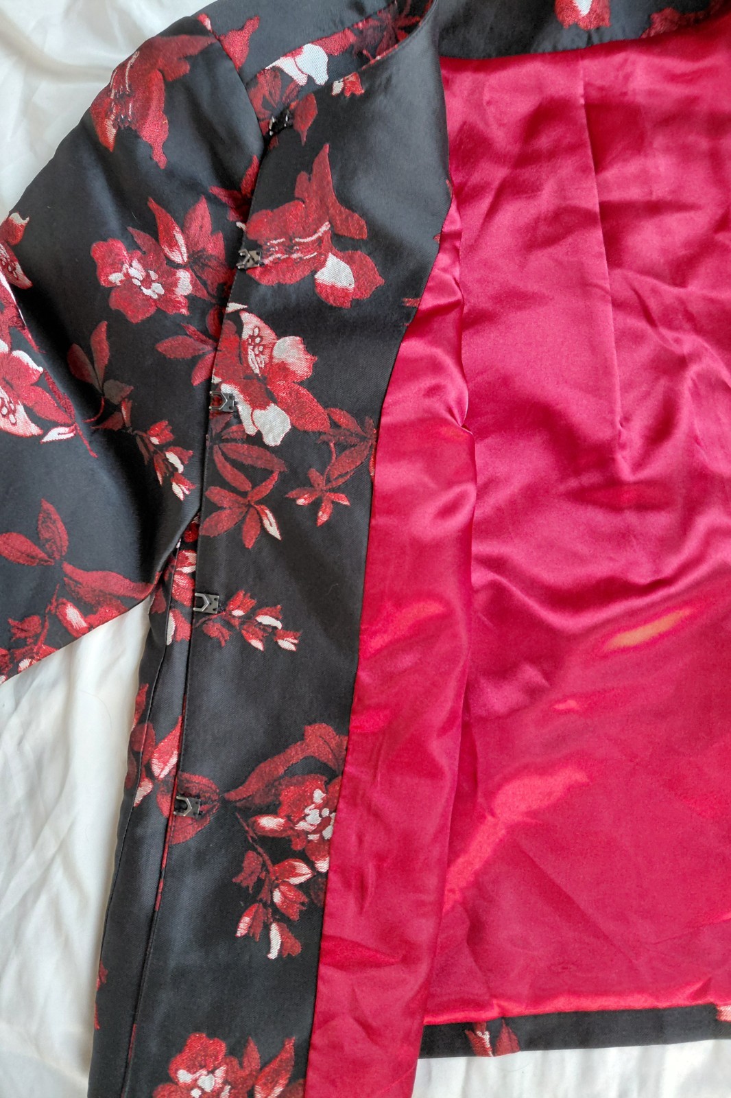 NWT Dennis Basso Platinum Floral Cropped Jacket Sz 6 Red A301451 Women ZB2