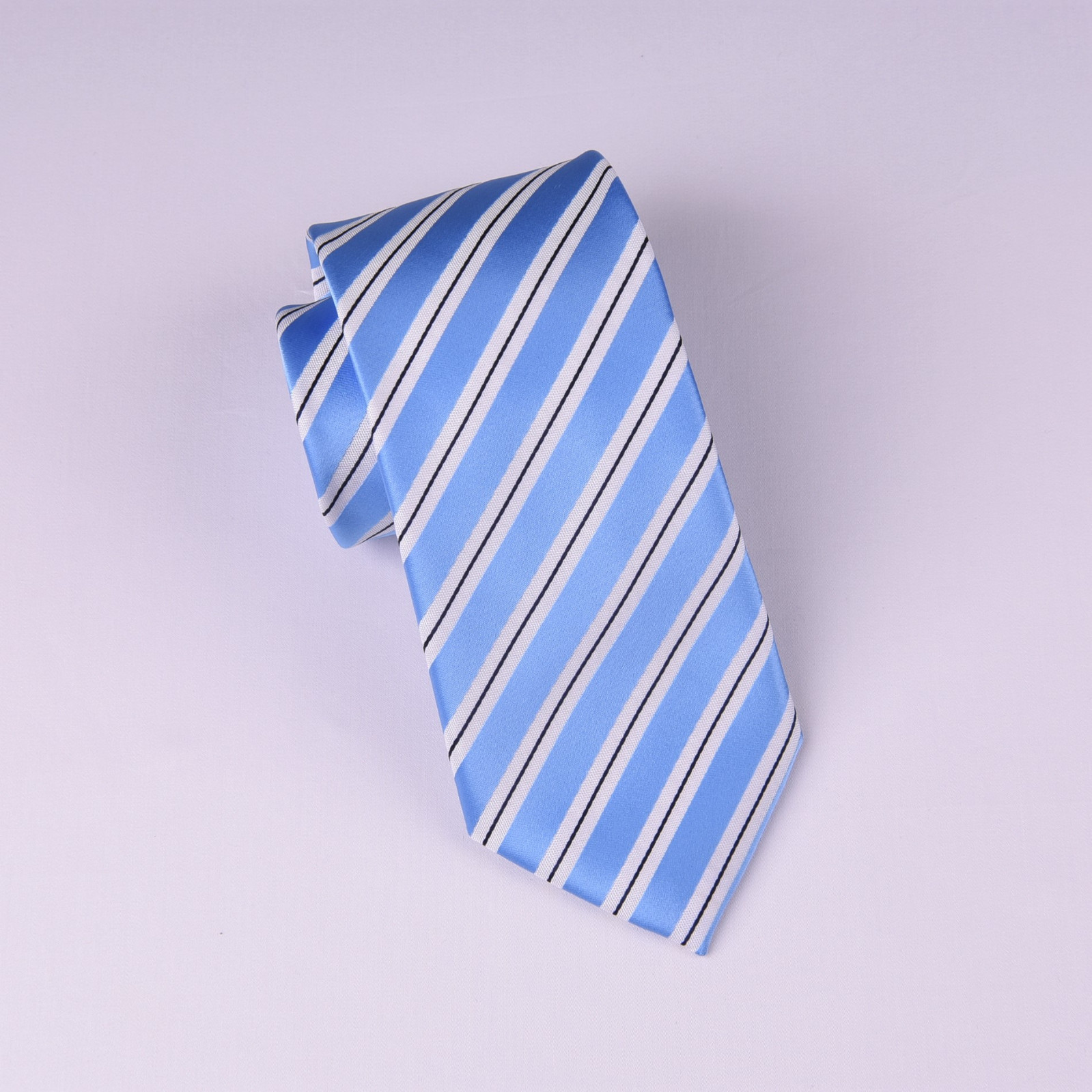Light Blue Air Force Striped Classic Width Tie 8cm Necktie Standard Wide Fashion