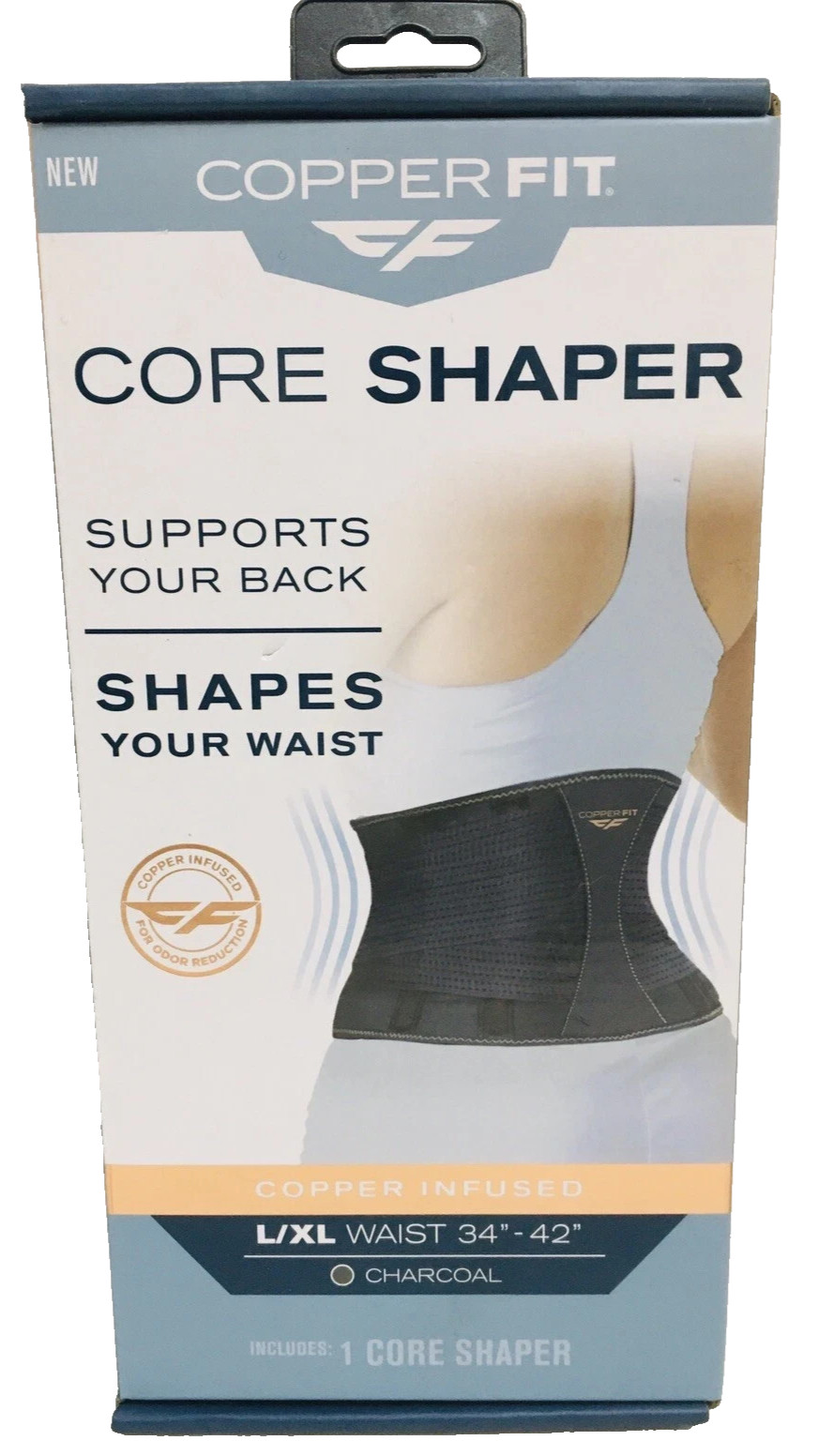 COPPER FIT CORE SHAPER SUPPORTS BACK/Shapes waist L/XL 34”-42”