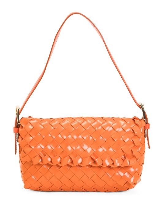 FALOR Made In Italy Leather Woven Satchel