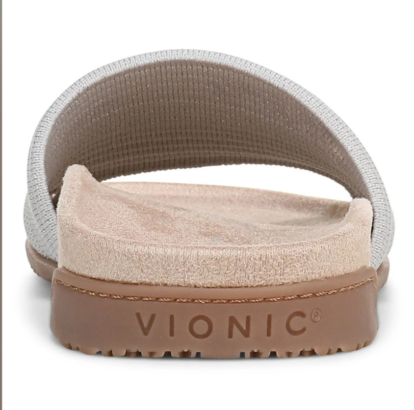 VIONICS Evie Knit Slide Sandal – Vapor Silver NEW