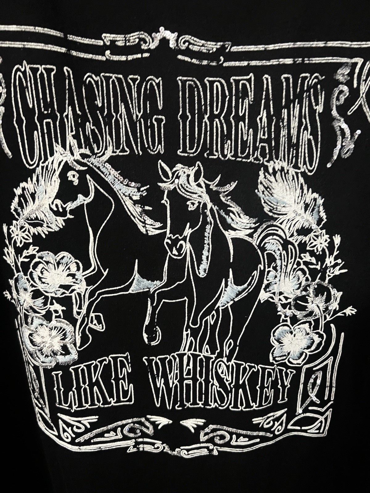 Torrid 3 Plus Womens Chasing Dreams Like Whiskey Ruffle Sequin Sweatshirt