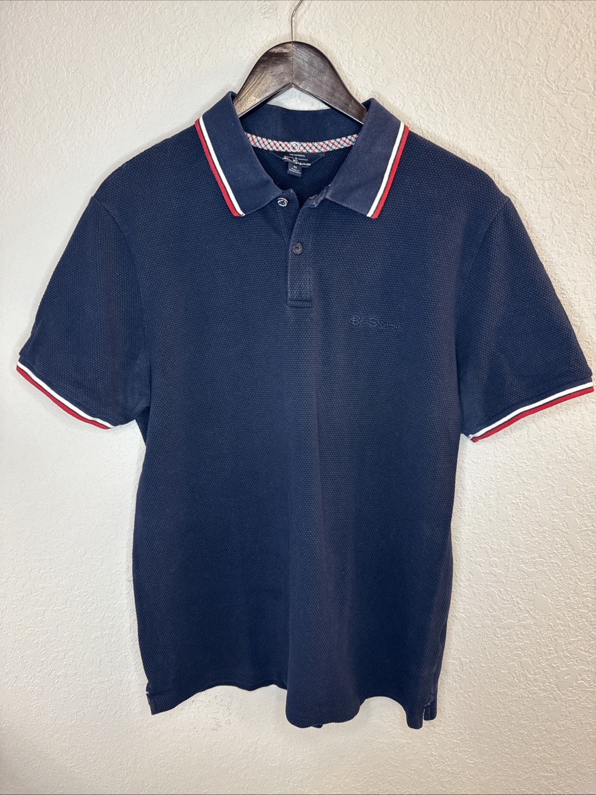 The Original Ben Sherman Polo Shirt Mens M Dark Blue Short Sleeve