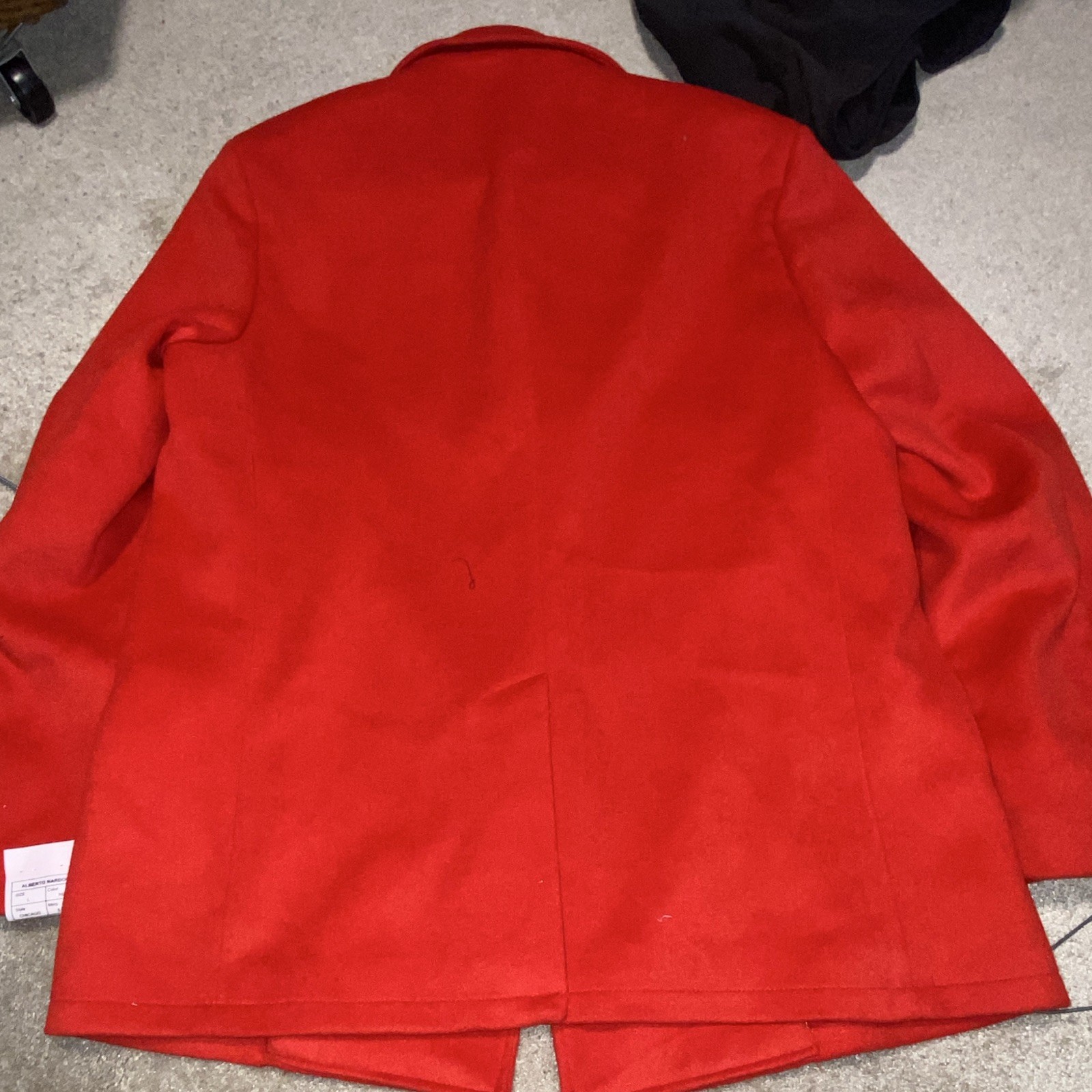 Alberto Nardoni Red Lined Button Collared Wool Pea Coat Pockets L Chicago