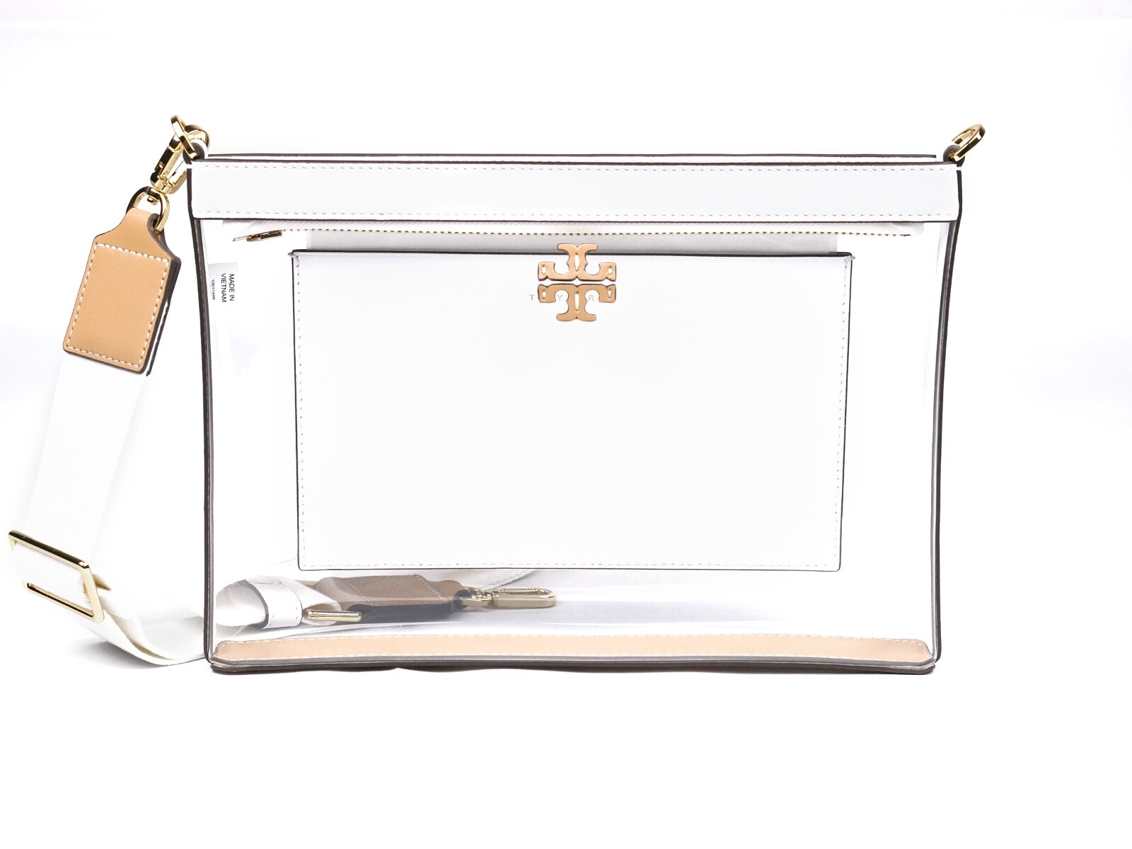 Tory Burch Blake Clear Vinyl Swingpack Crossbody Messenger Bag Purse 165834