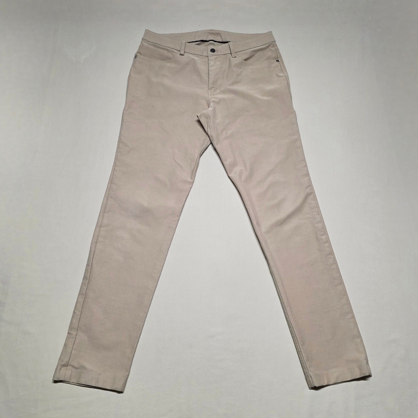 Lululemon ABC Pants Men 34 Tan Slim Fit Technical Stretch Casual Chinos Straight
