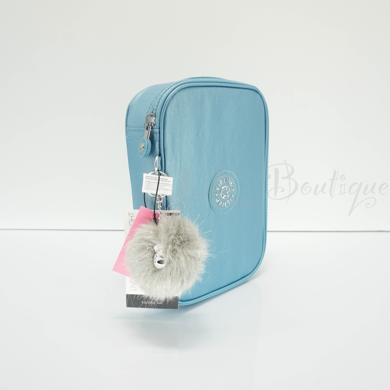 Kipling 100 Pens Case Pencil Accessory Polyamide AC6117 Aqua Tides Metallic $54