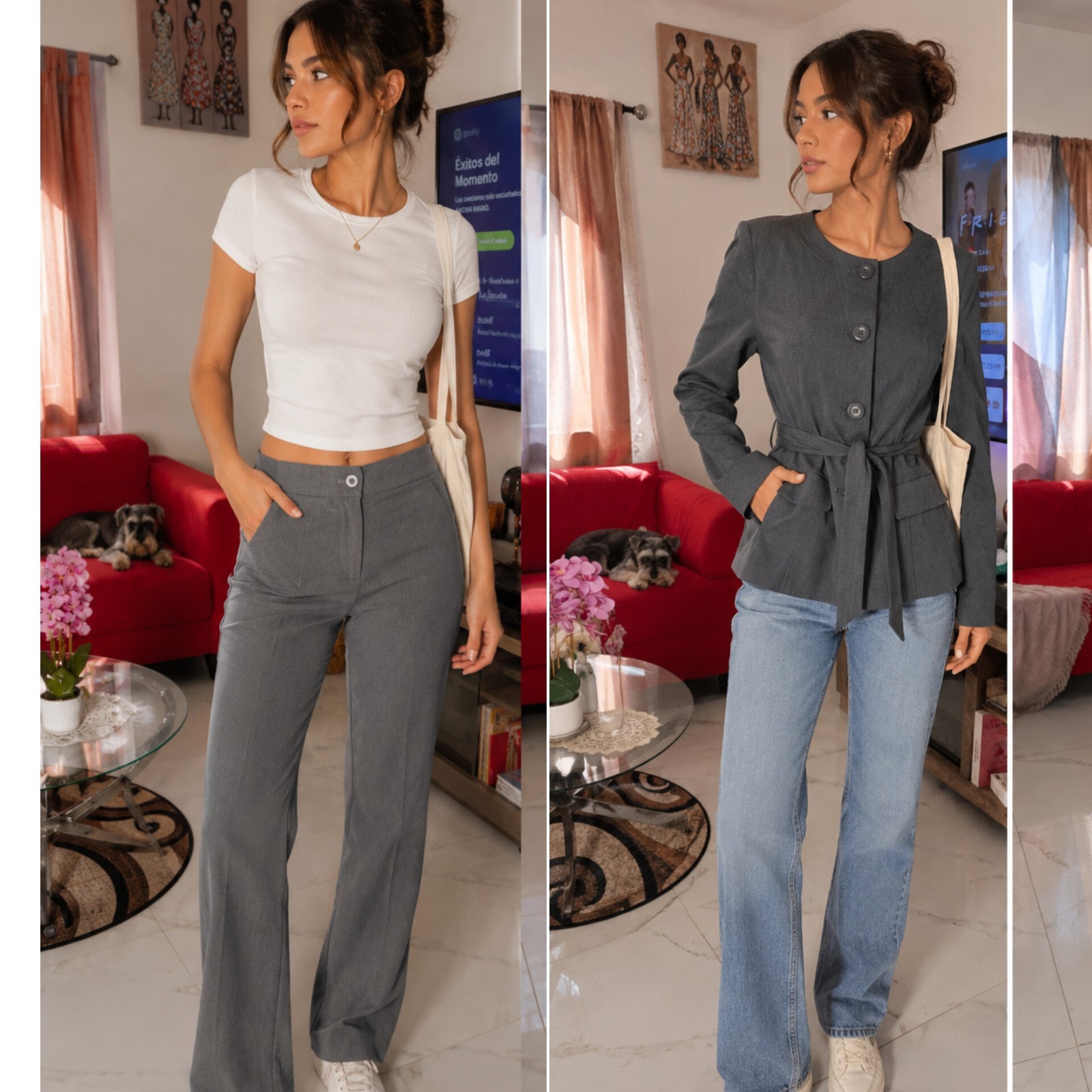 VENUS Women’s Gray 2 Piece Pant Suit Set 3-Button Notch Lapel Size 4