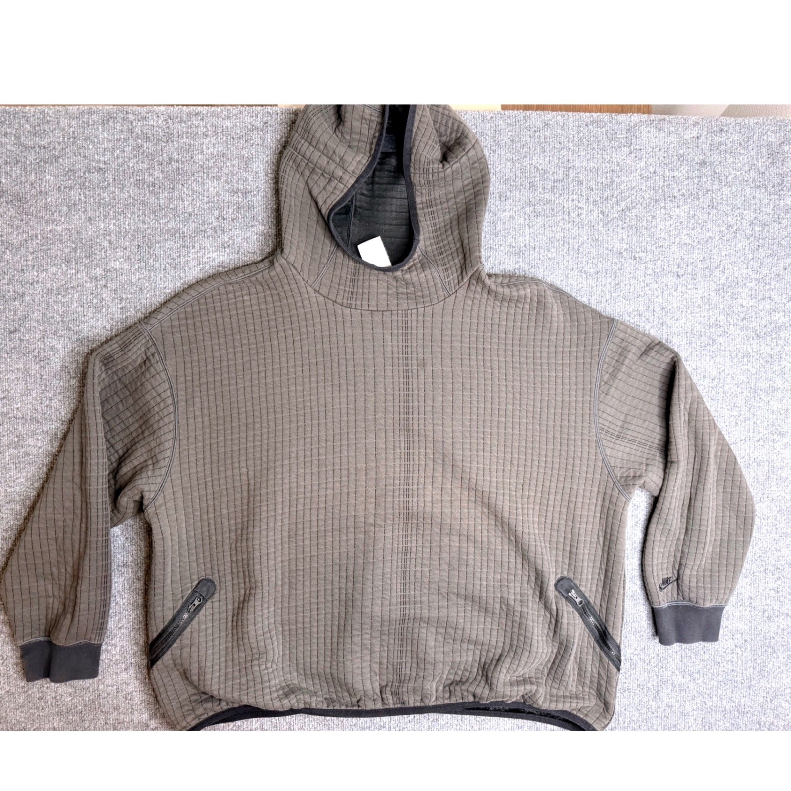 Nike Tech Pack Therma-FIT ADV Hoodie XL Olive Grey Waffle Knit Pullover Mens