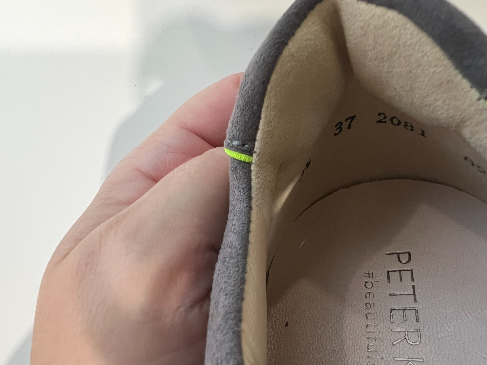 Peter Kaiser Gray Suede Sneakers with Bold Neon Yellow Sole 37 US6-6.5