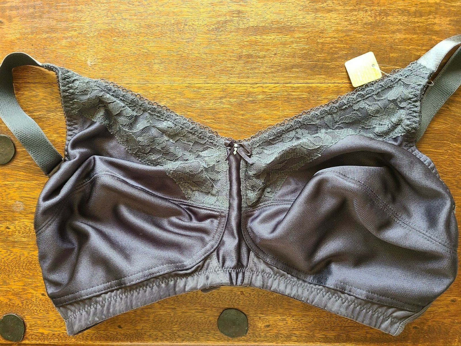 NEW Amoena Nancy Wire-Free Bra 44024 Dark Grey 36DD Pocketed Mastectomy Bra