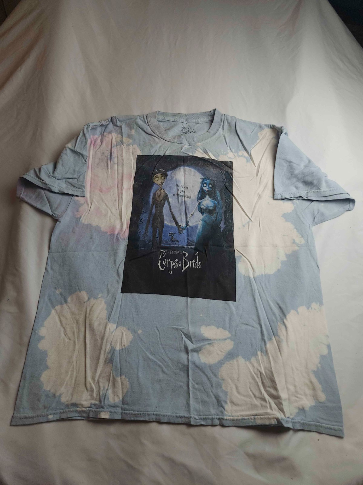 Jack Burton’s The Corpse Bride T-Shirt Mens Size XL Blue Bleach Dye Victor Emily
