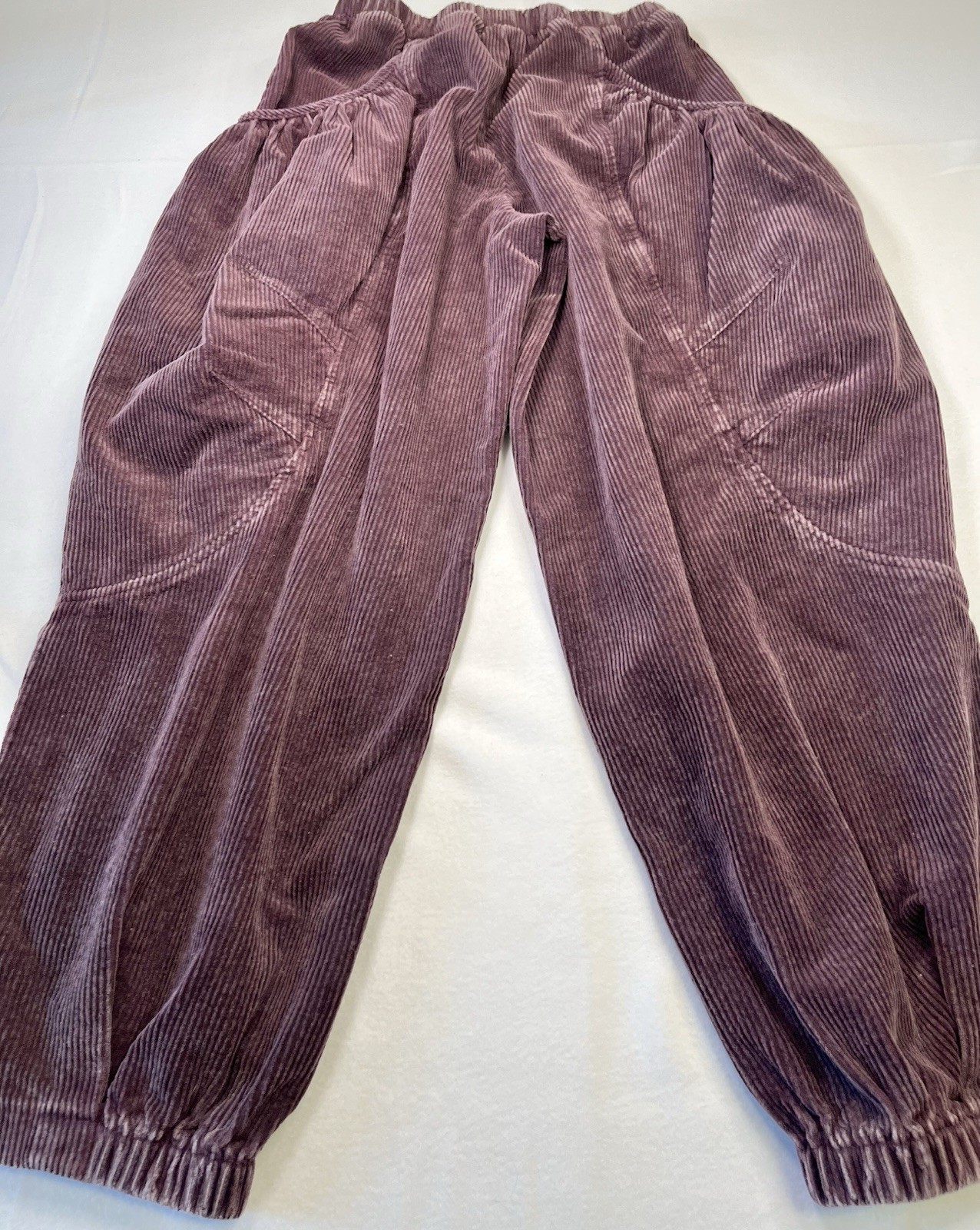 Davi and Dani Purple Corduroy barrel pocket pants Small Jogger Balloon